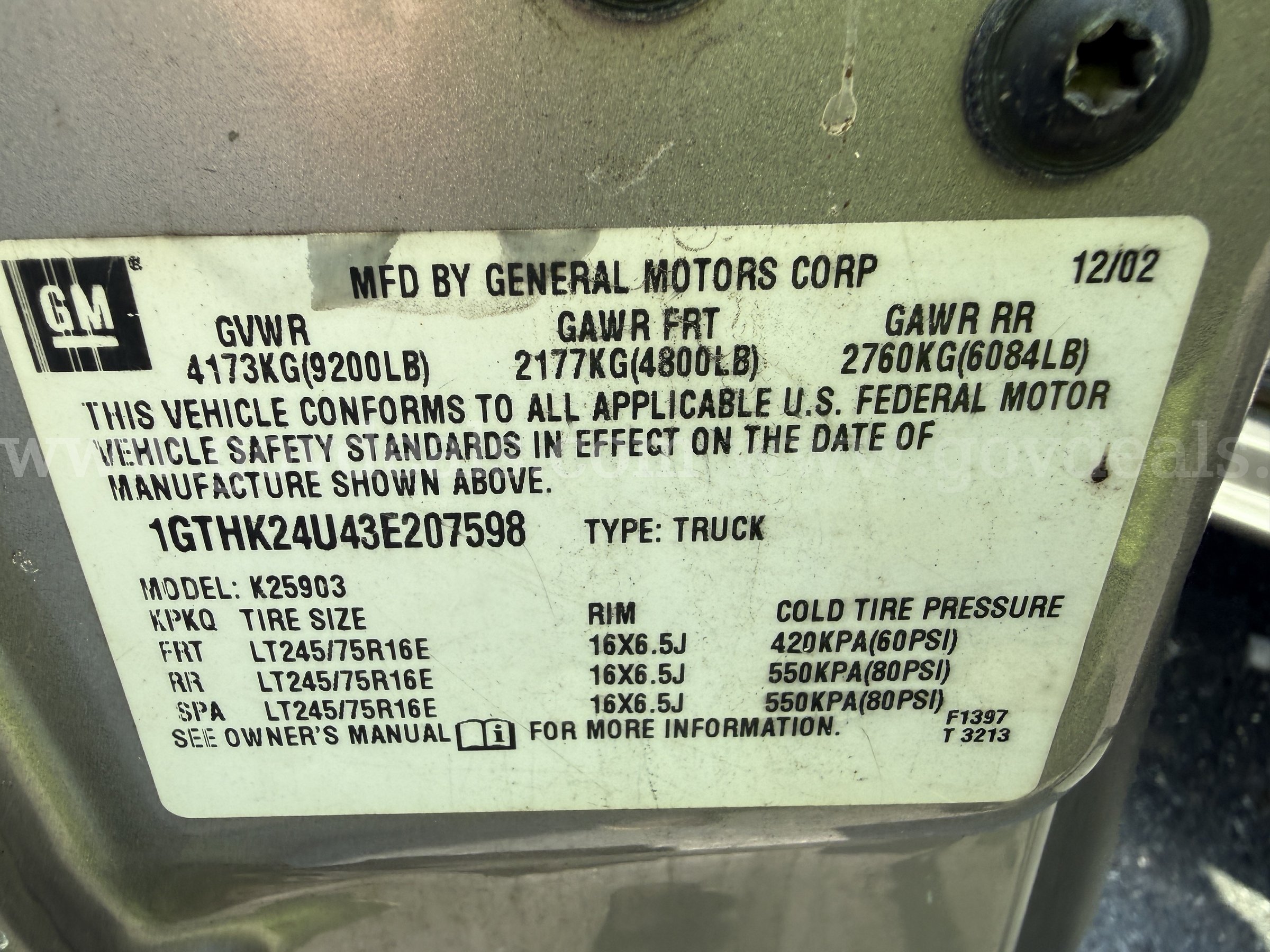 2003 GMC Sierra 2500 HD 4x4 Pickup-Inoperable GMC Sierra Government Surplus Auction - Photo #5