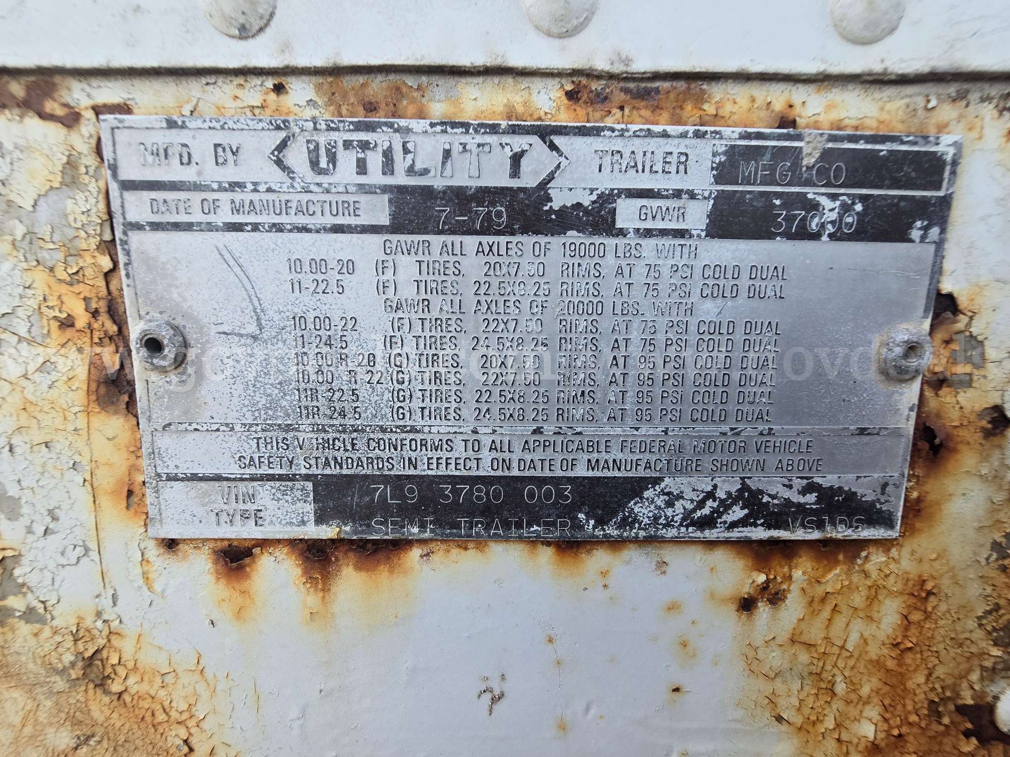1979 Utility VS1DS S/A Van Trailer Utility VS1DS Government Surplus Auction - Photo #5