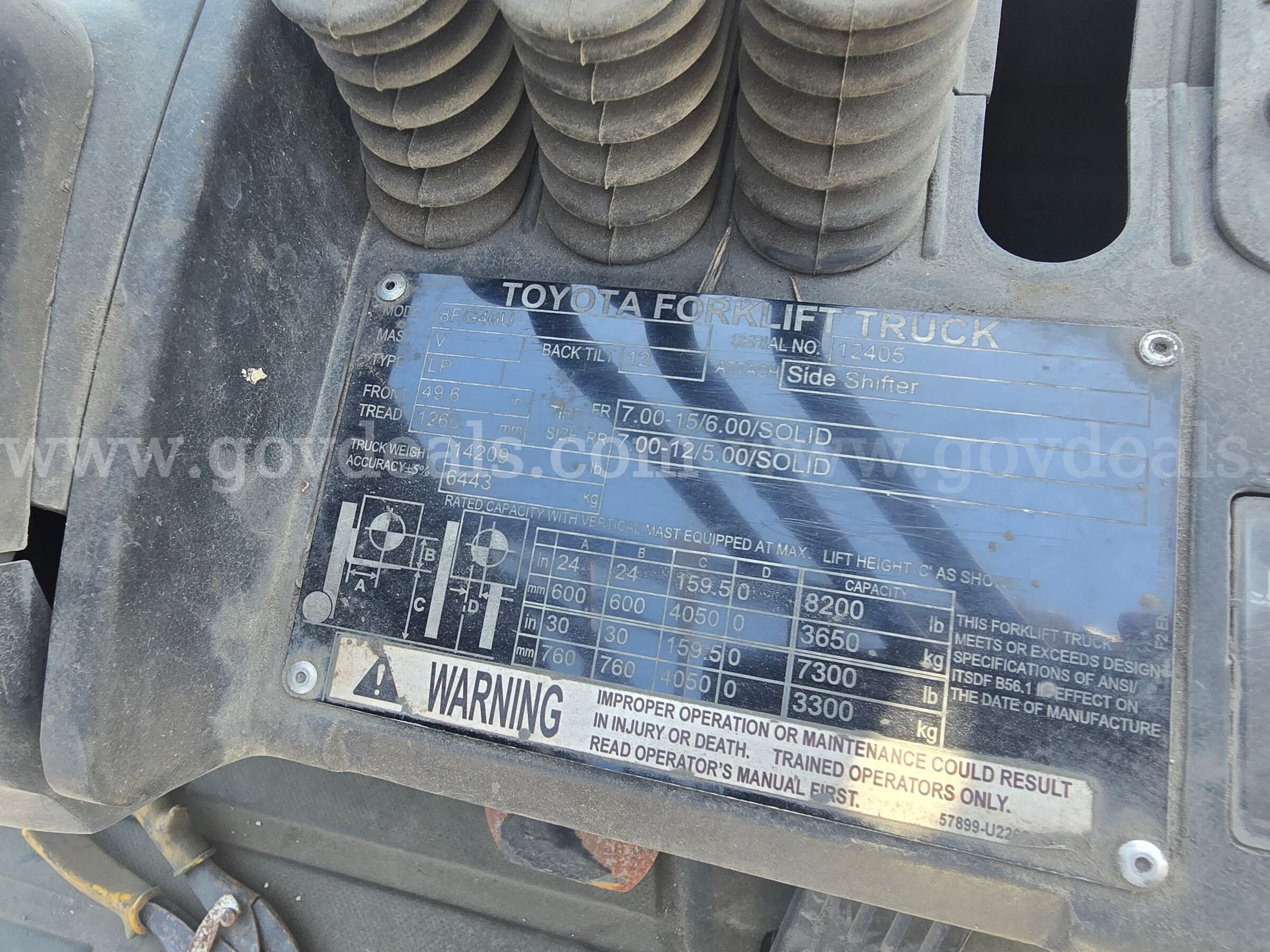 2017 Toyota 8FG40U Pneumatic Tire Forklift Toyota 8FG40U Government Surplus Auction - Photo #6