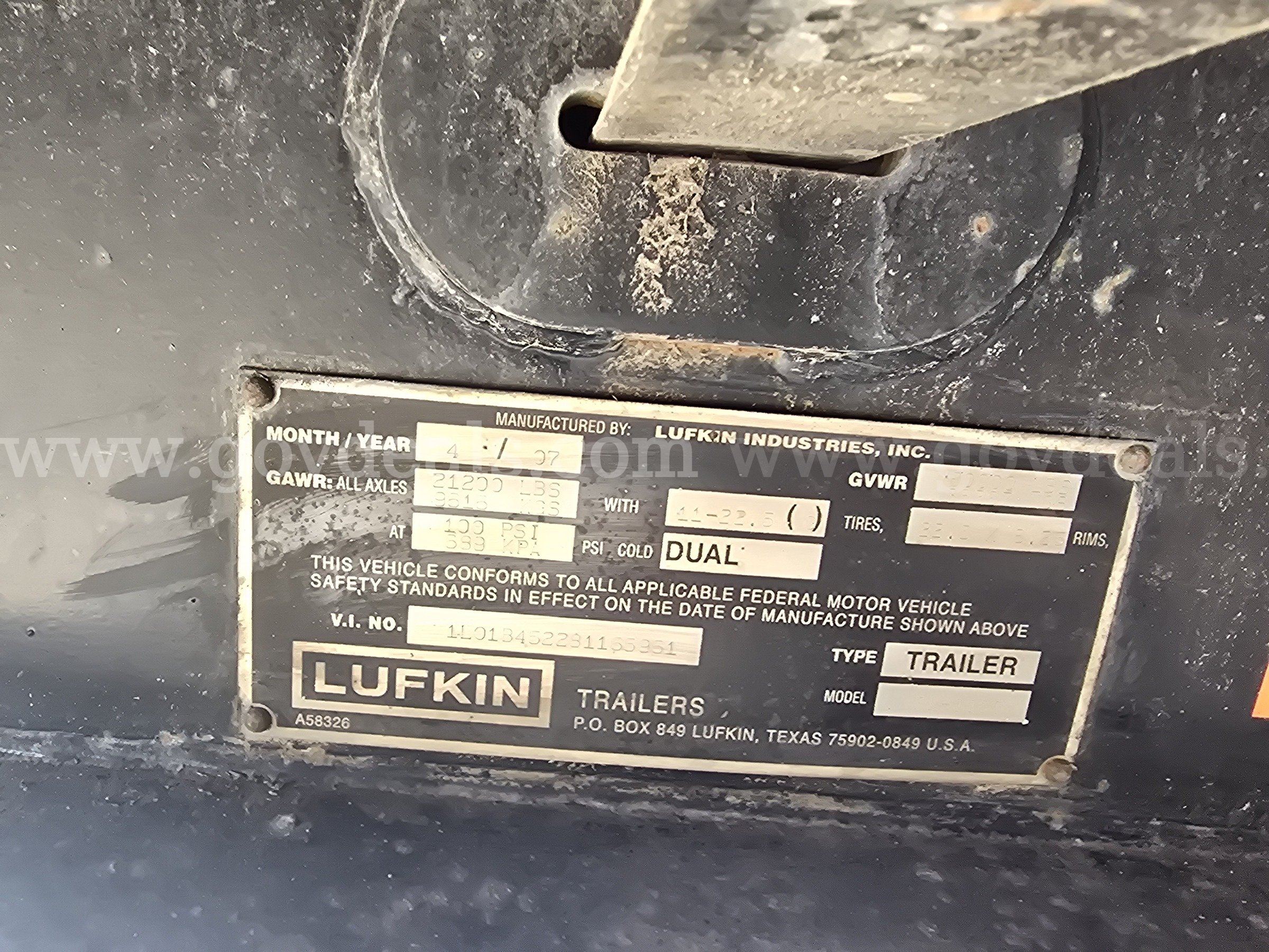 2008 Lufkin T/A Flatbed Trailer Lufkin FL-116T Government Surplus Auction - Photo #5