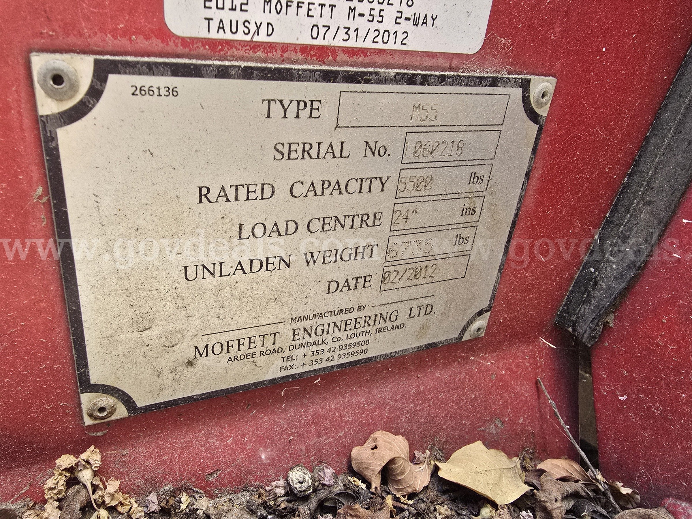2012 Moffett M55 Truck Mounted Forklift-Inoperable Moffett M55 Government Surplus Auction - Photo #6