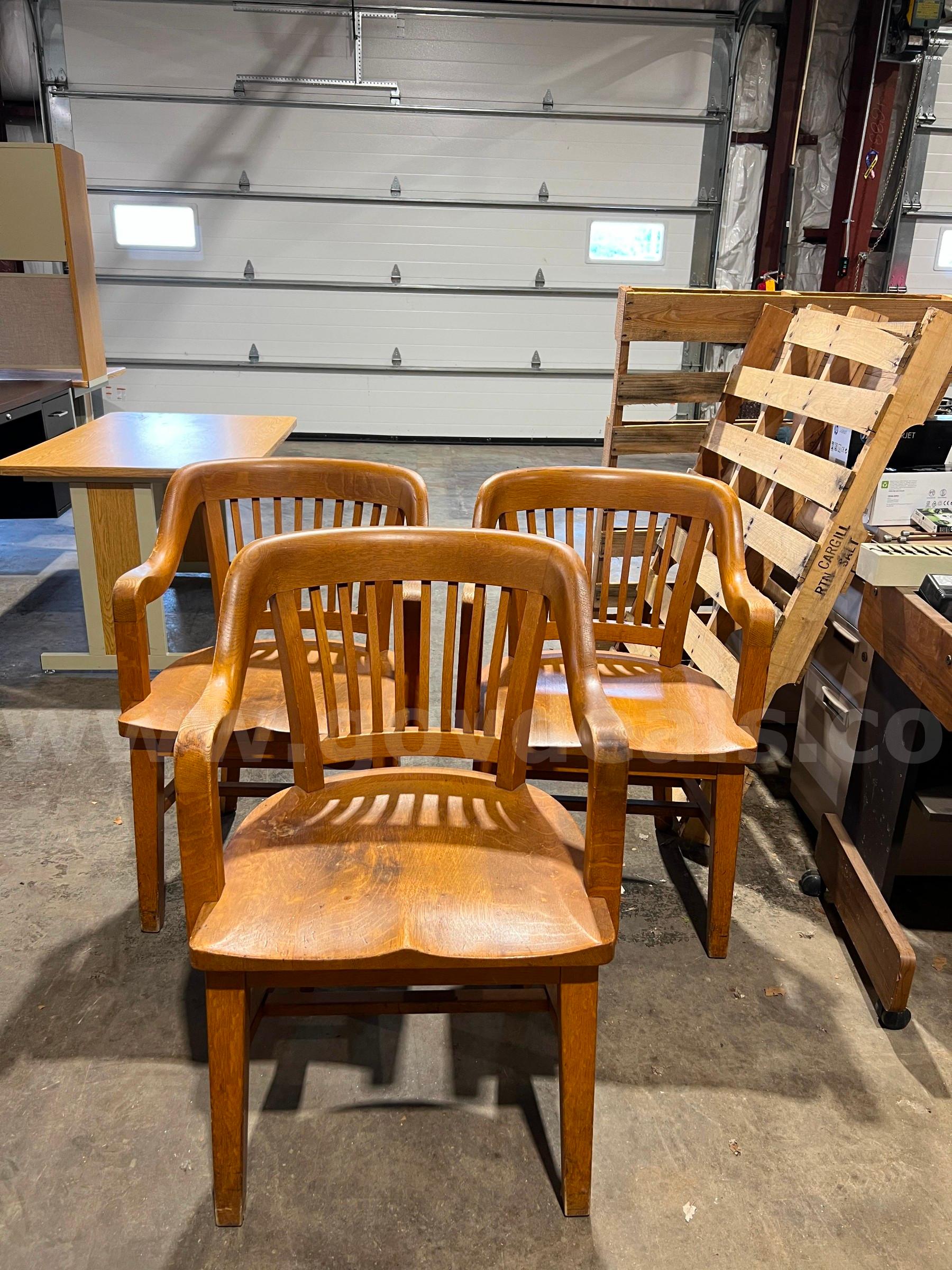 Oak Courthouse Chair / Armchair by Milwaukee lot of 3   Government Surplus Auction - Primary Photo