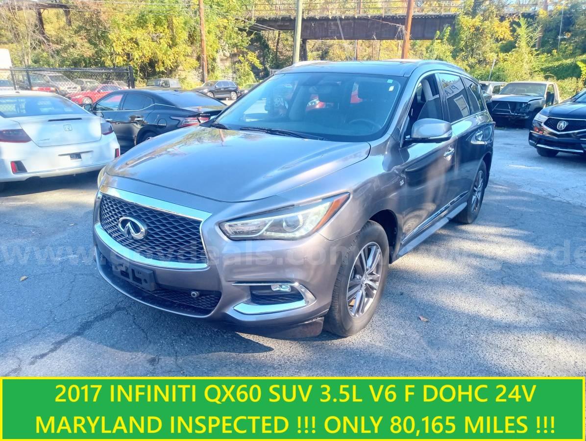 2017 Infiniti QX60 SUV....MARYLAND INSPECTED !!! ONLY 80,165 MILES !!! Infiniti 165 Government Surplus Auction - Primary Photo