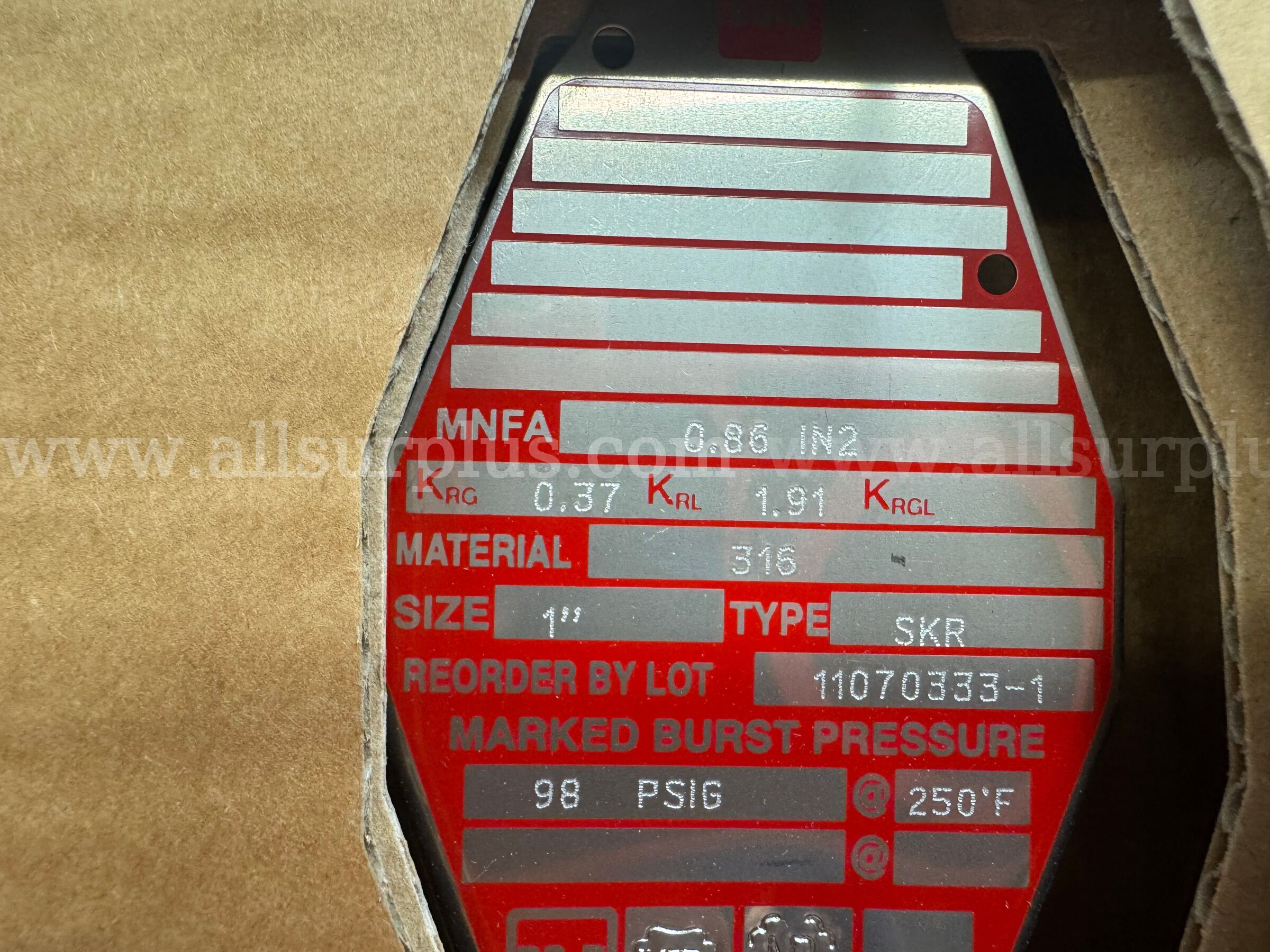 *NEW* (LOT OF 3). BS&B SAFETY SYSTEMS LLC TYPE SKR RUPTURE DISK 1" HOLDER   Government Surplus Auction - Photo #5