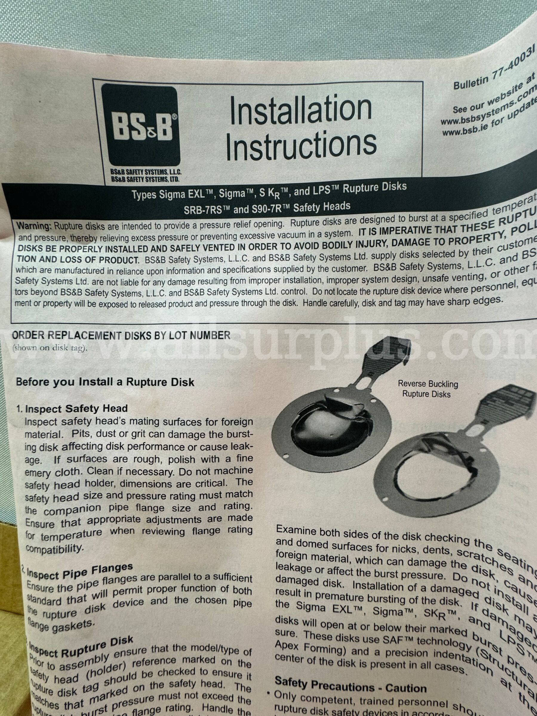 *NEW* (LOT OF 3). BS&B SAFETY SYSTEMS LLC TYPE SKR RUPTURE DISK 1" HOLDER   Government Surplus Auction - Photo #6