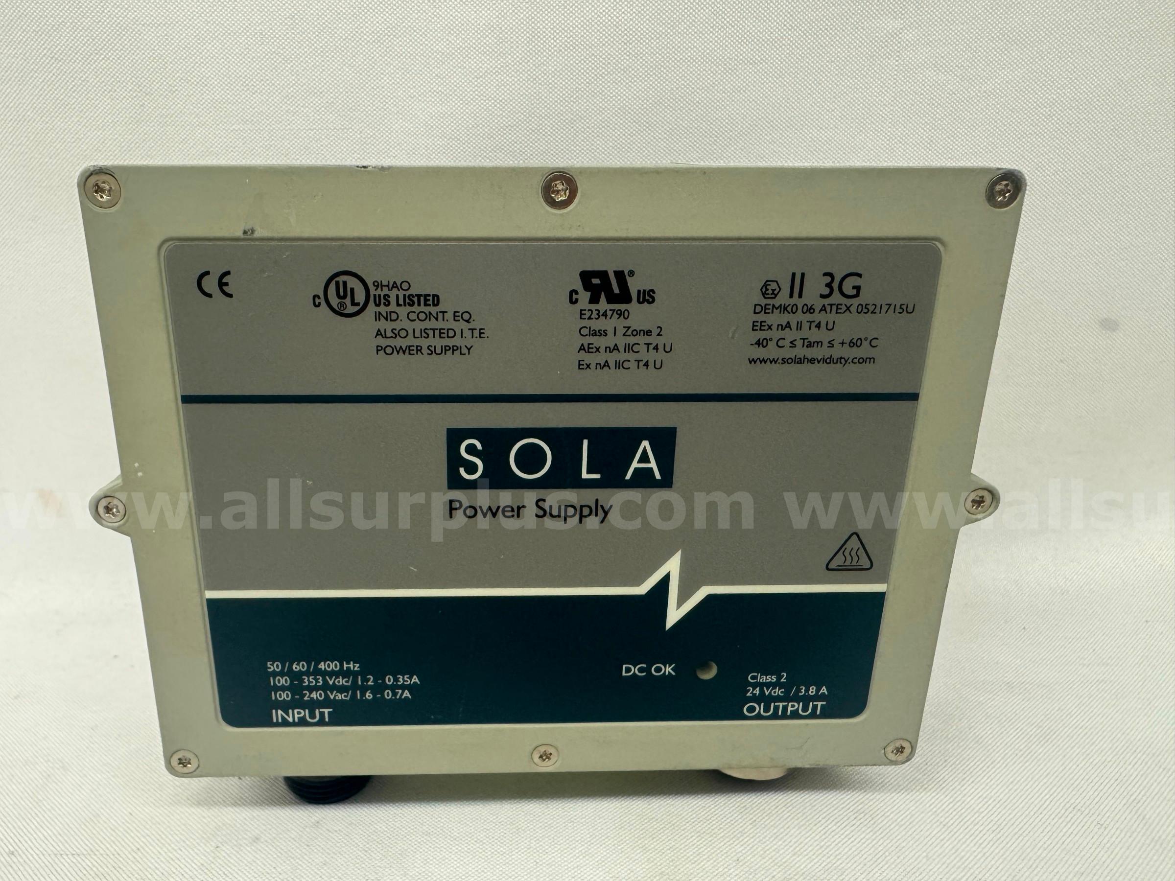 EMERSON / SOLA SCP 100S24X-DVN POWER SUPPLY 100-240 VAC  100 Government Surplus Auction - Primary Photo
