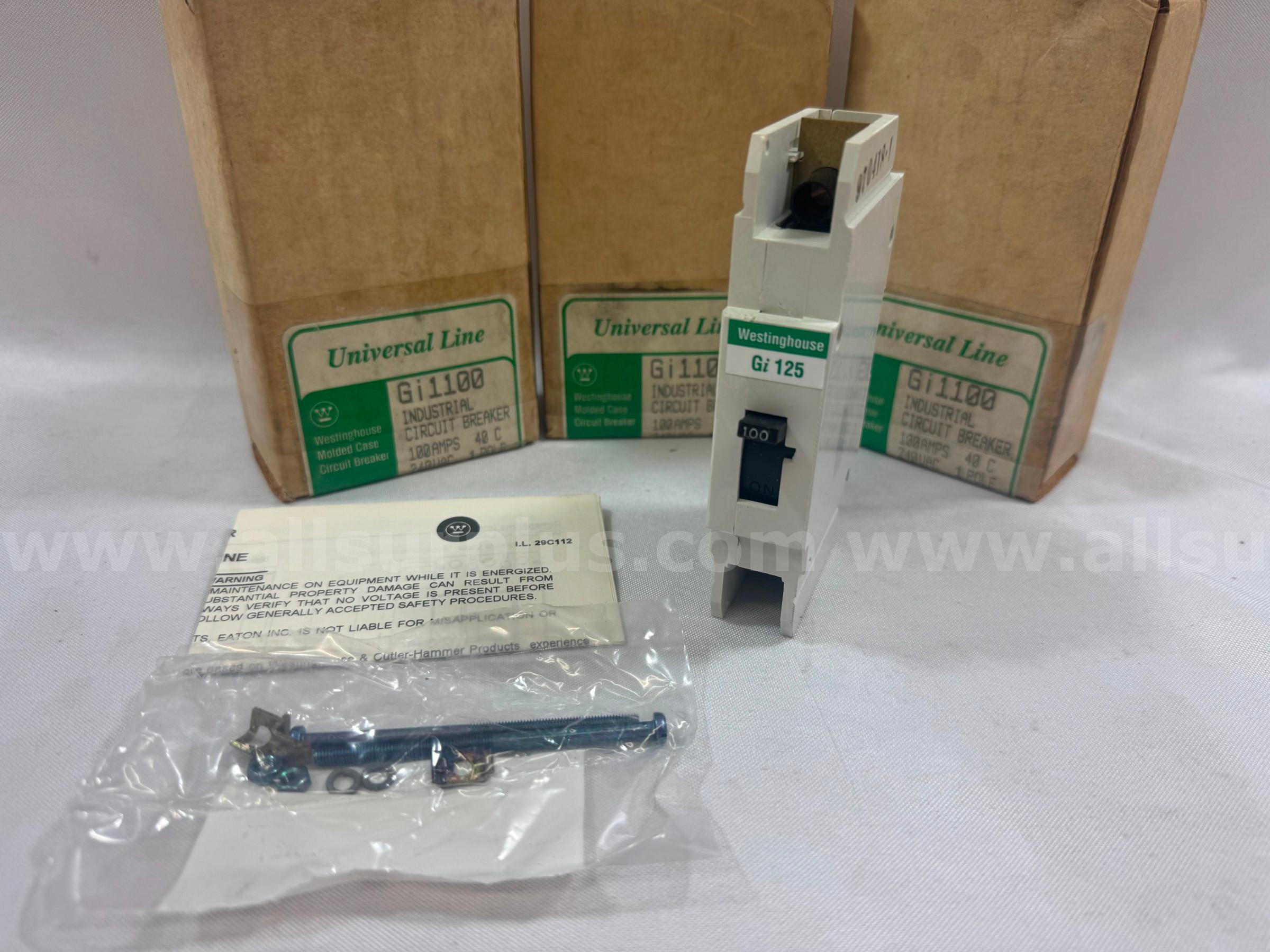 *NEW* (LOT OF 3) WESTINGHOUSE / CUTLER-HAMMER Gi125 CIRCUIT BREAKER 100AMPS  Gi125 Government Surplus Auction - Photo #5