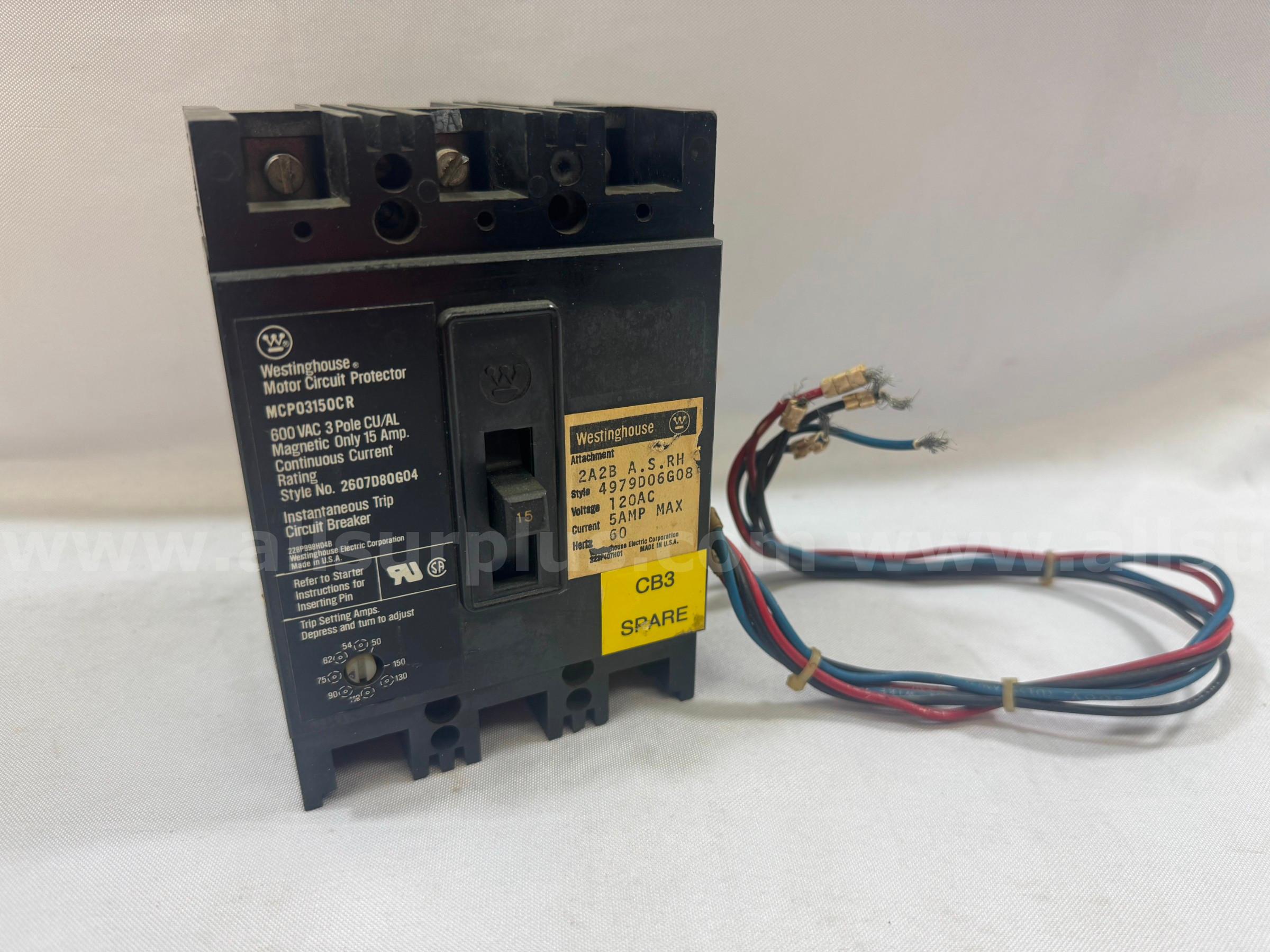 WESTINGHOUSE MCP03150CR CIRCUIT BREAKER   Government Surplus Auction - Primary Photo