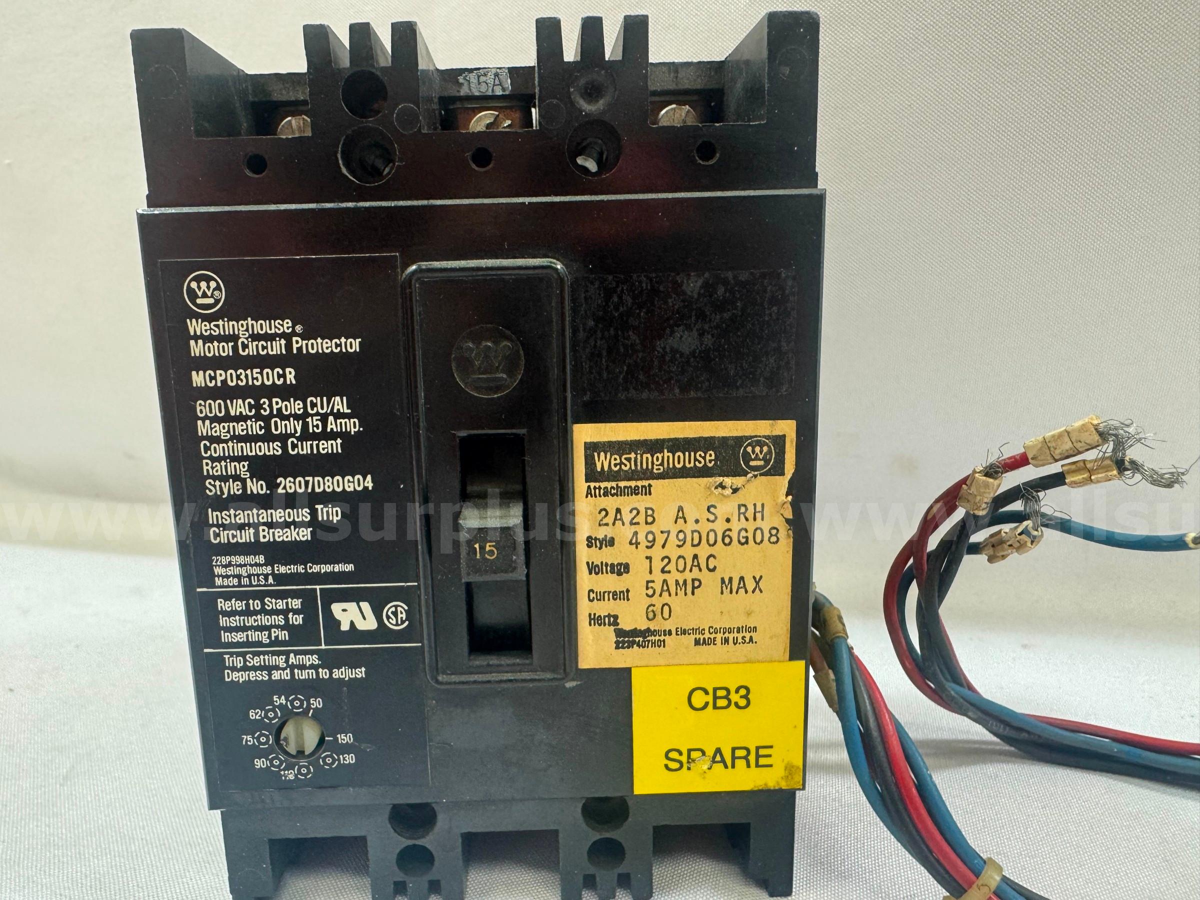 WESTINGHOUSE MCP03150CR CIRCUIT BREAKER   Government Surplus Auction - Photo #2