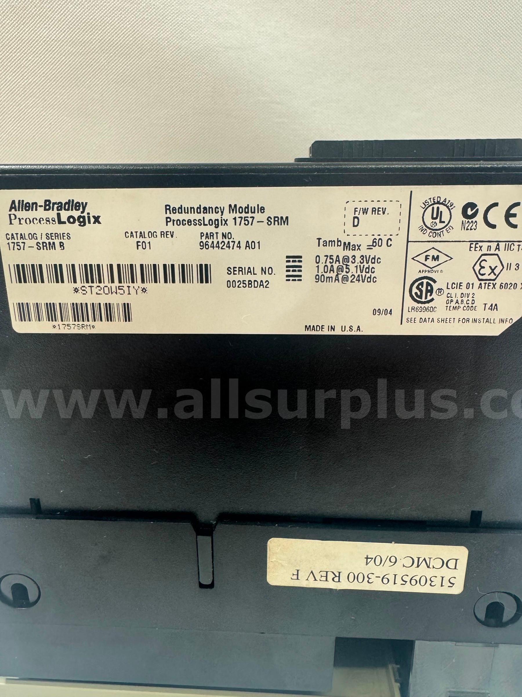 Allen Bradley 1757-SRM SERIES B PROCESS LOGIX REDUNDANCY MODULE  1757 Government Surplus Auction - Photo #6