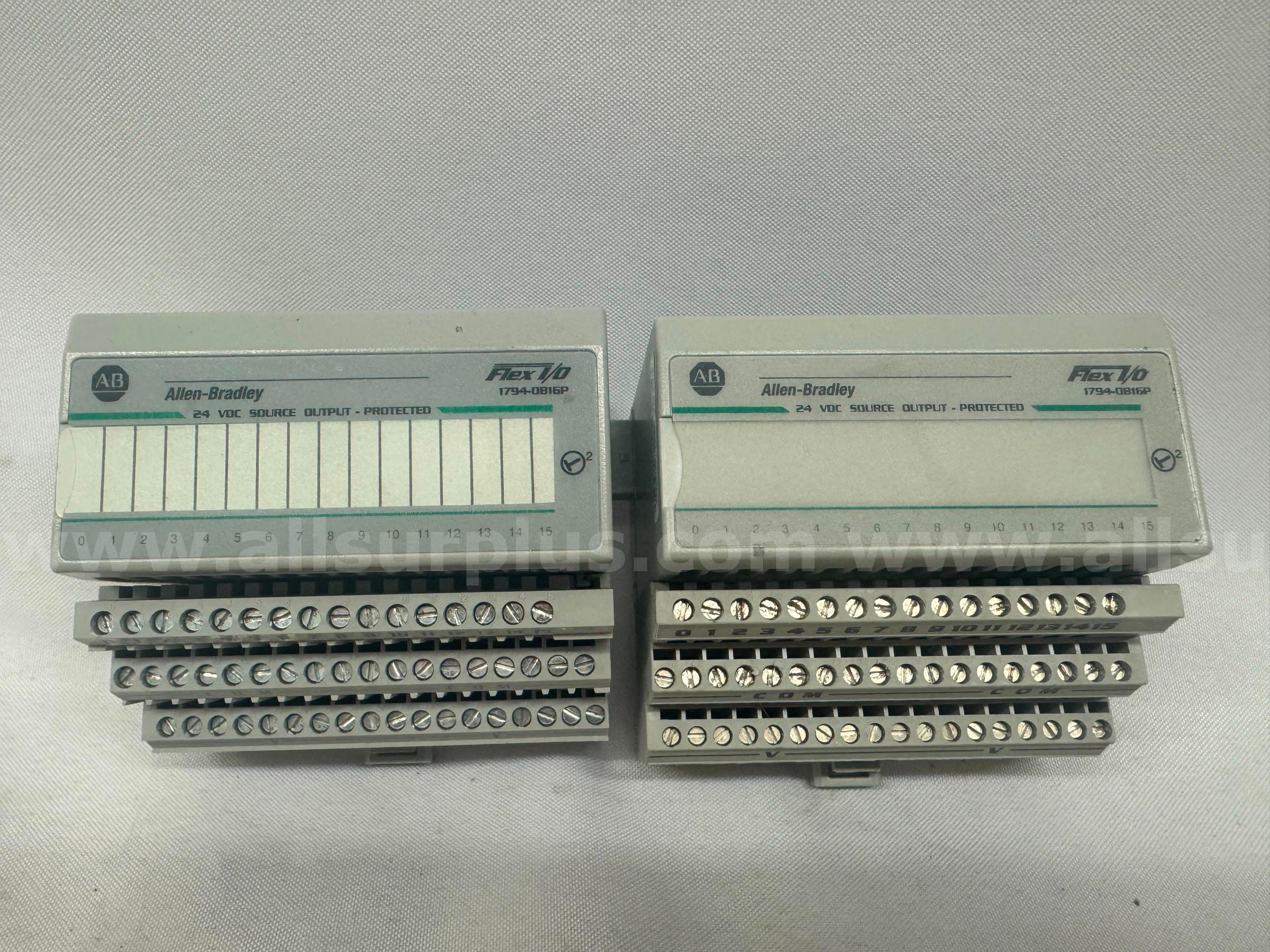 (LOT OF 2) ALLEN BRADLEY 1794-OB16P FLEX I/O OUTPUT MODULE 24VDC
