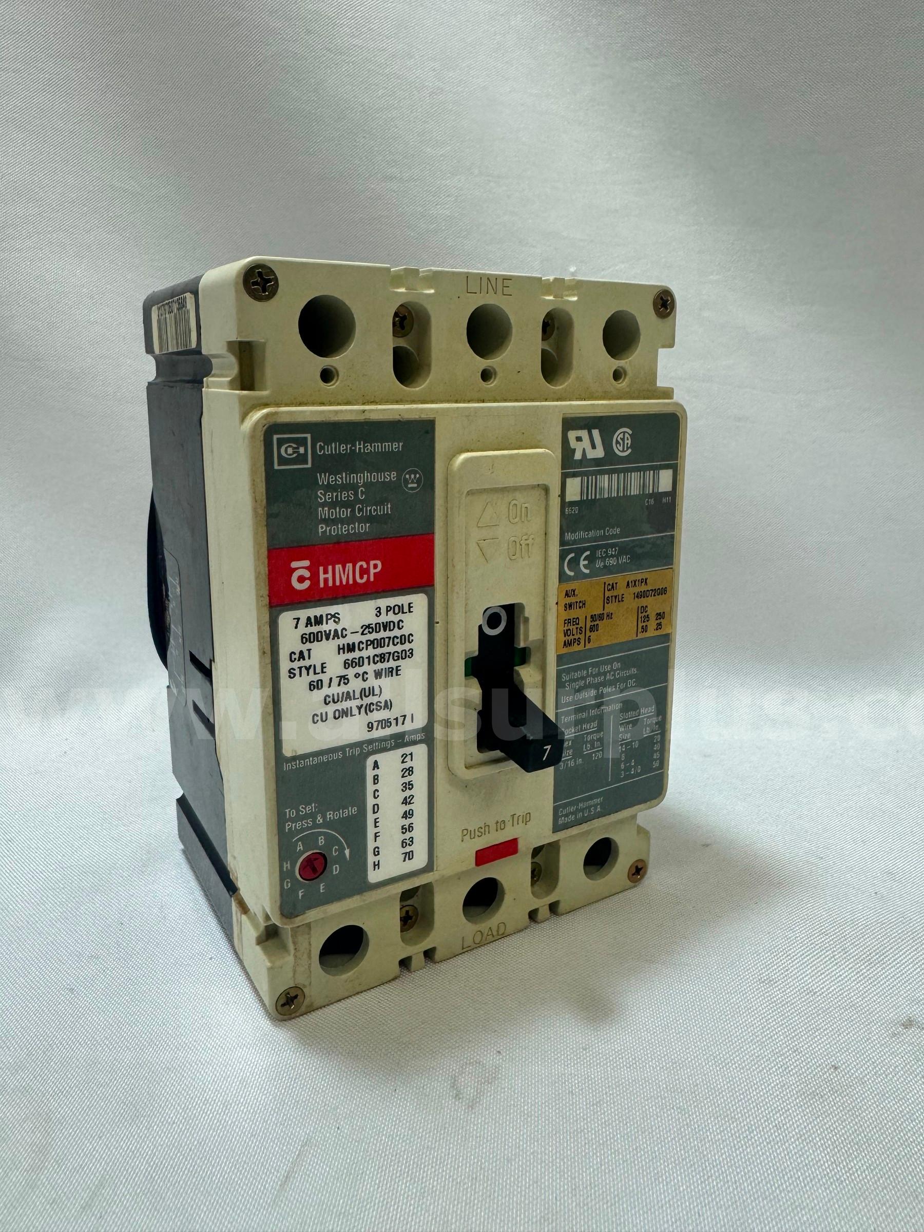 CUTLER-HAMMER/WESTINGHOUSE HMCP007C0C SERIES C CIRCUIT BREAKER   Government Surplus Auction - Primary Photo