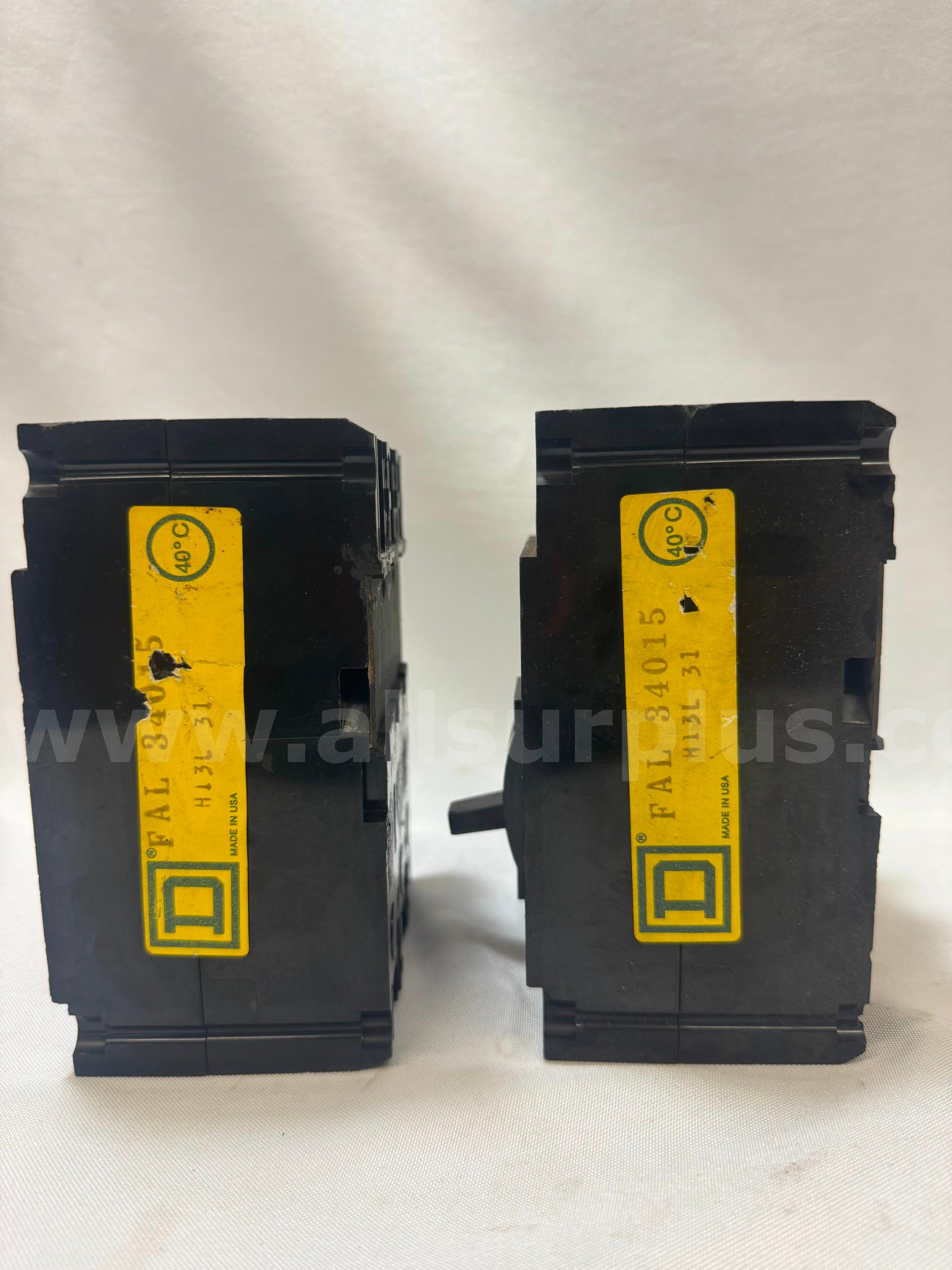 (LOT OF 2) SQUARE D FAL-34015 CIRCUIT BREAKER 15A TYPE FAL 3-POLE 480VAC  480VAC Government Surplus Auction - Photo #5