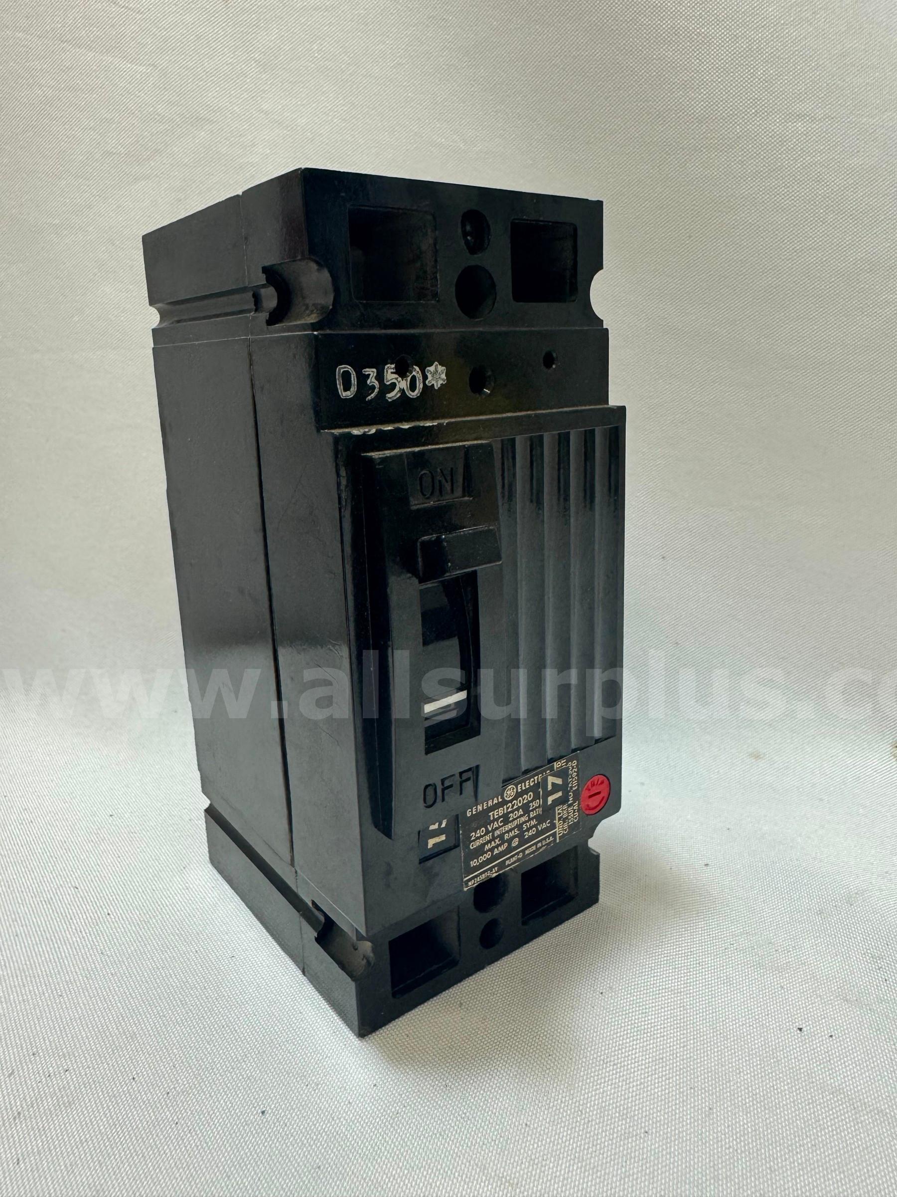 GENERAL ELECTRIC TEB122020 CIRCUIT BREAKER 20AMP 2-POLE 240VAC