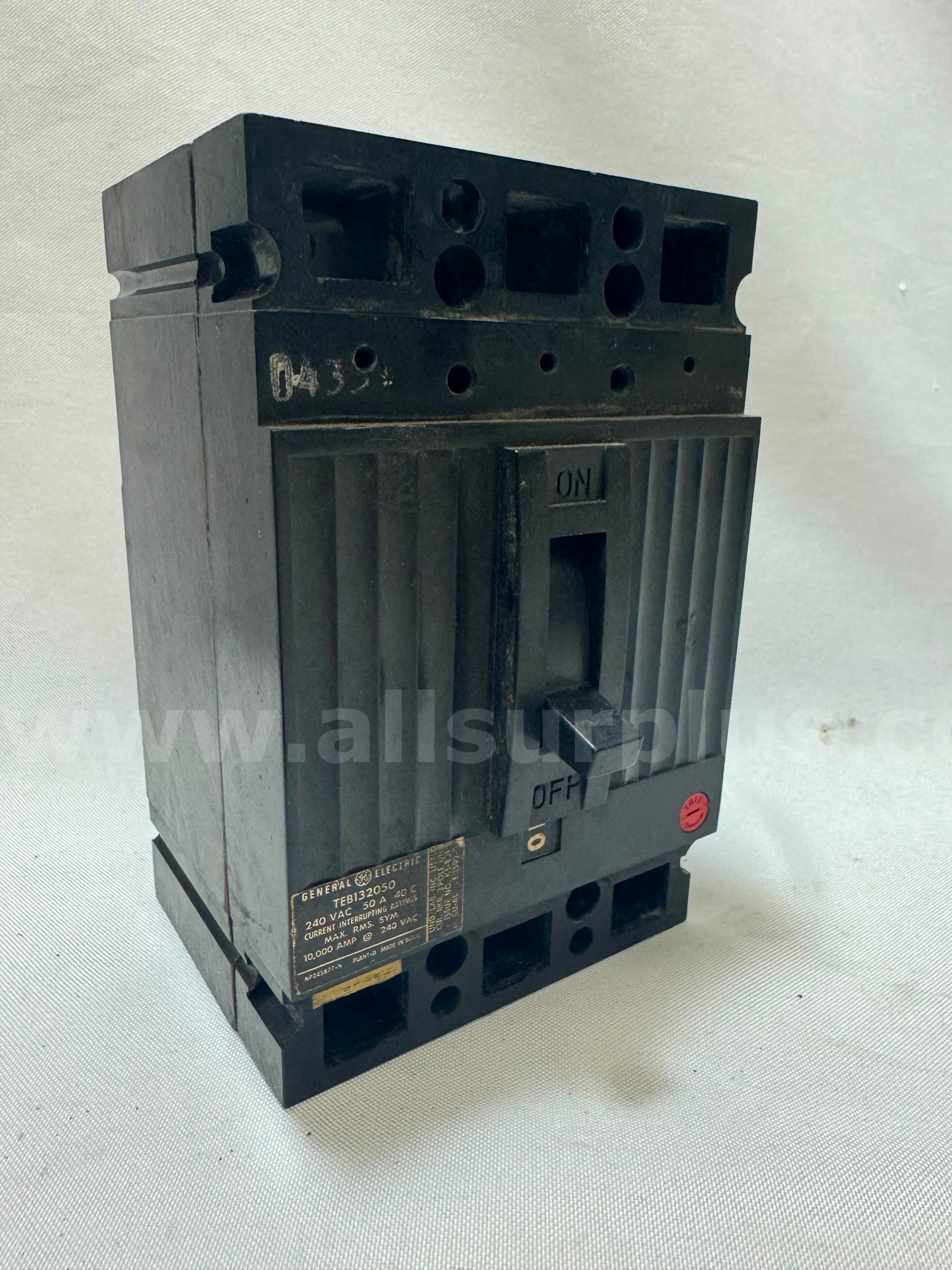 GENERAL ELECTRIC TEB132050 CIRCUIT BREAKER 50A 240VAC 3-POLE