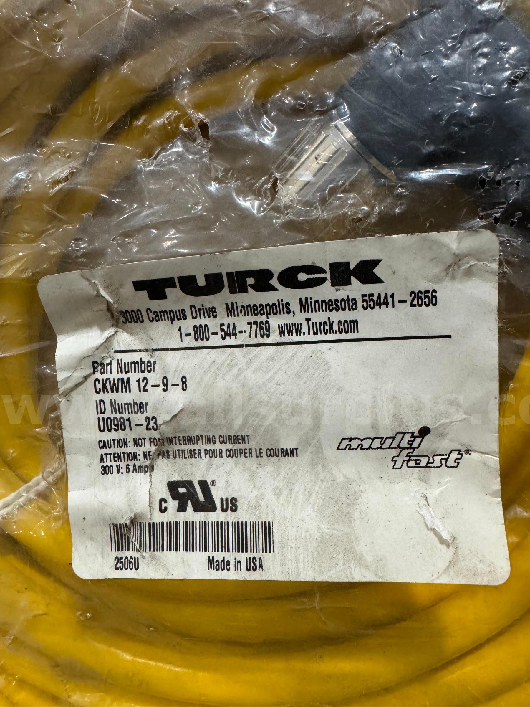 *NEW* TURCK CKWM 12-9-8 SENSOR CABLE MULTI-FAST SINGLE-ENDED ACTUATOR AND SENSOR CORDSET   Government Surplus Auction - Photo #2