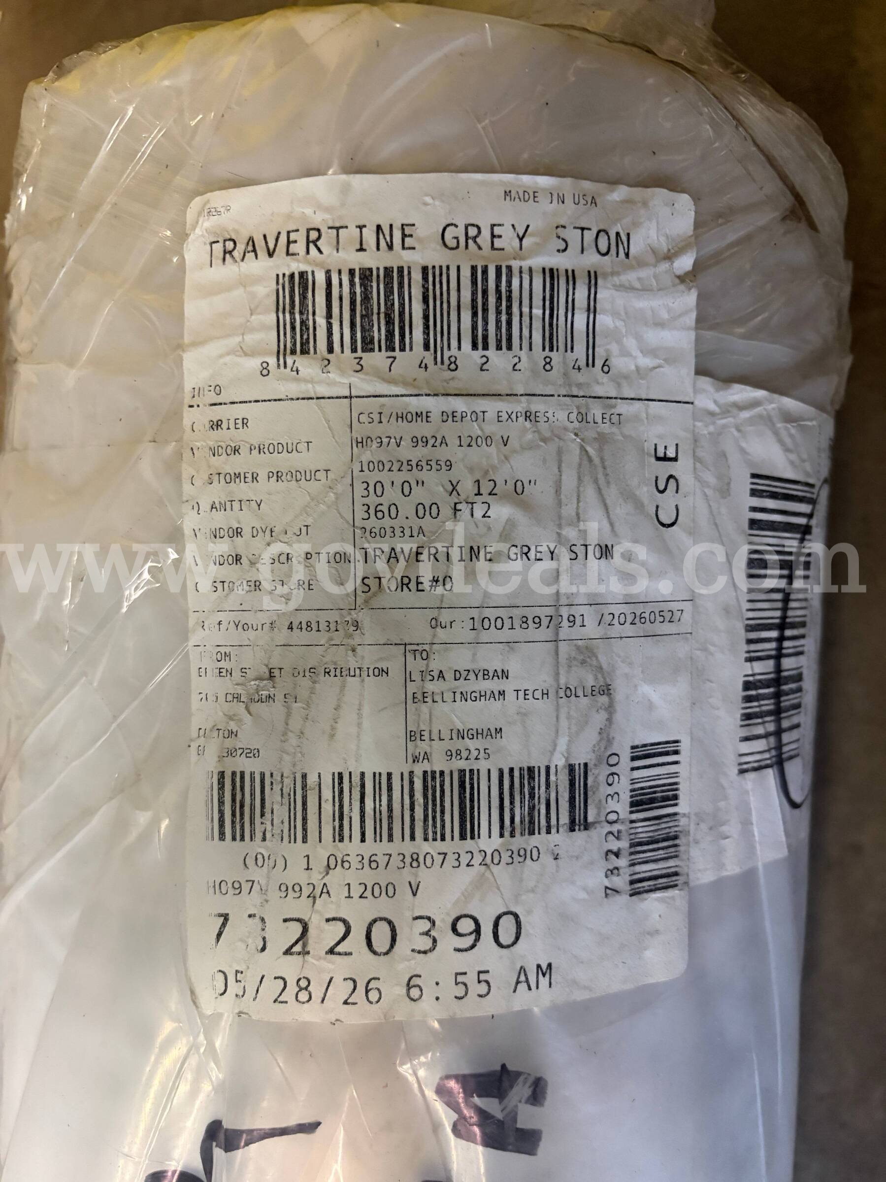 360 Square Feet Vinyl Flooring -  New Home Depot 360 Government Surplus Auction - Primary Photo