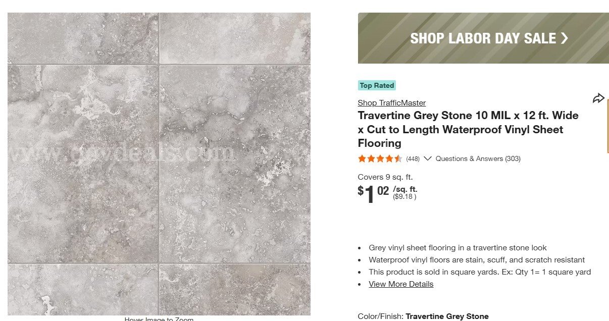 360 Square Feet Vinyl Flooring -  New Home Depot 360 Government Surplus Auction - Photo #2