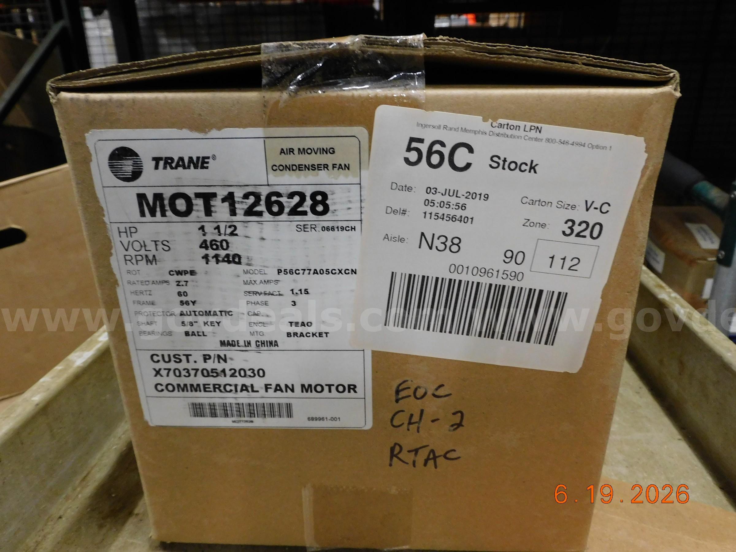 New in Box Trane 1 1/2 HP Fan Motor & Blade for Chiller and Used Condensor for Grab n Go Food Display