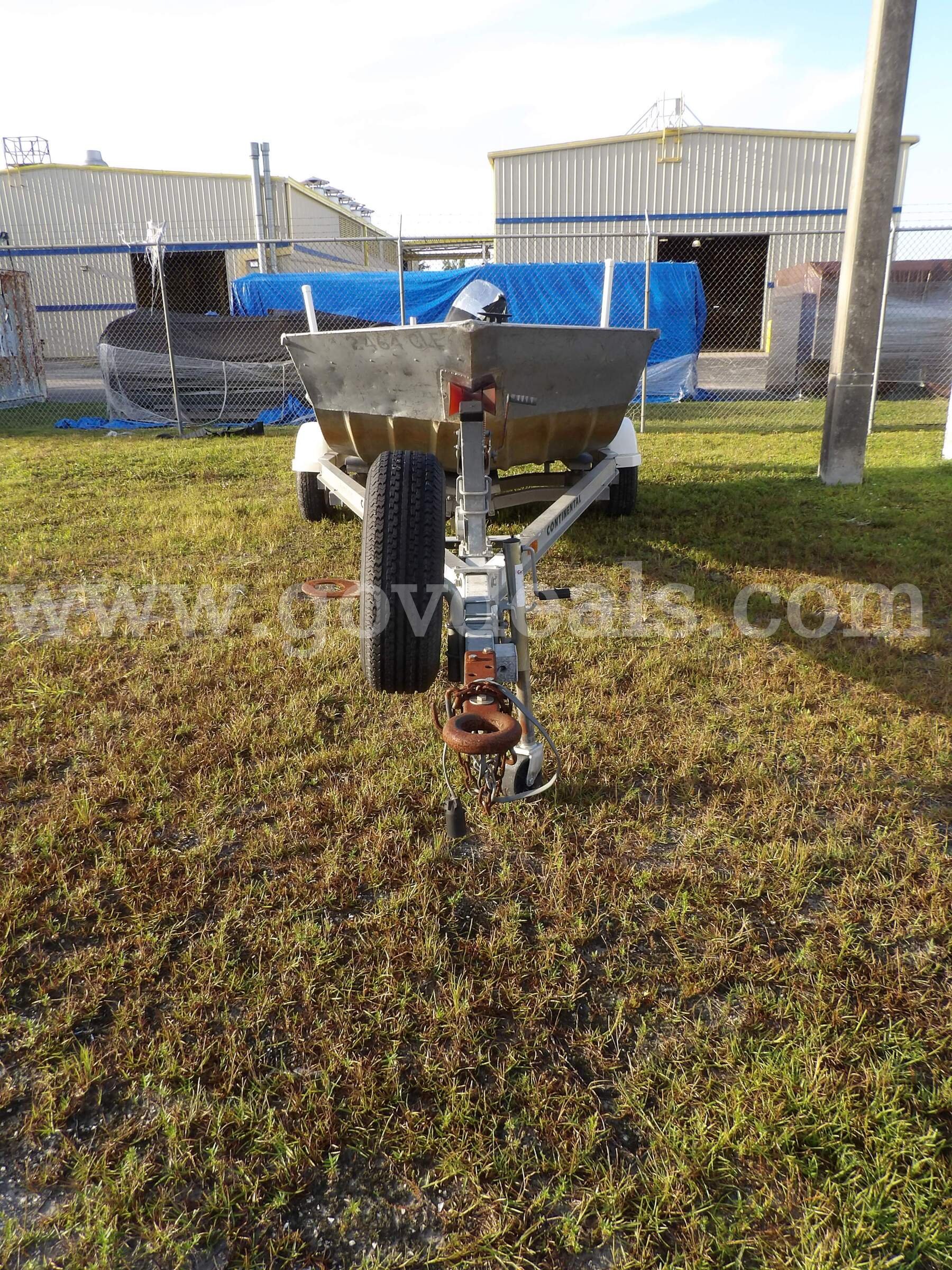 JON BOAT 16' ALUMINUM, ALUMINUM TRAILER, SINGLE-AXLE,  50-HP OUTBOARD SEA ARK, CONT, MERCURY MV1660AW Government Surplus Auction - Photo #2