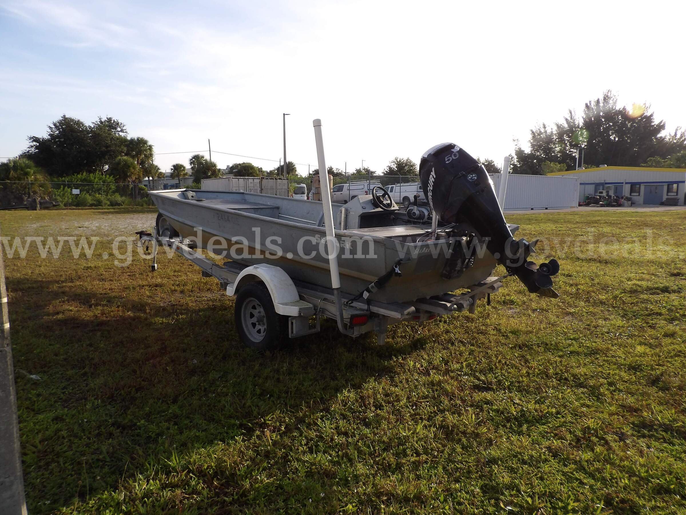 JON BOAT 16' ALUMINUM, ALUMINUM TRAILER, SINGLE-AXLE,  50-HP OUTBOARD SEA ARK, CONT, MERCURY MV1660AW Government Surplus Auction - Photo #5