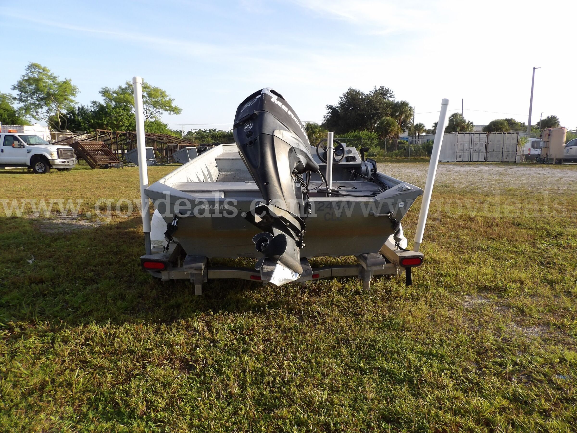JON BOAT 16' ALUMINUM, ALUMINUM TRAILER, SINGLE-AXLE,  50-HP OUTBOARD SEA ARK, CONT, MERCURY MV1660AW Government Surplus Auction - Photo #6