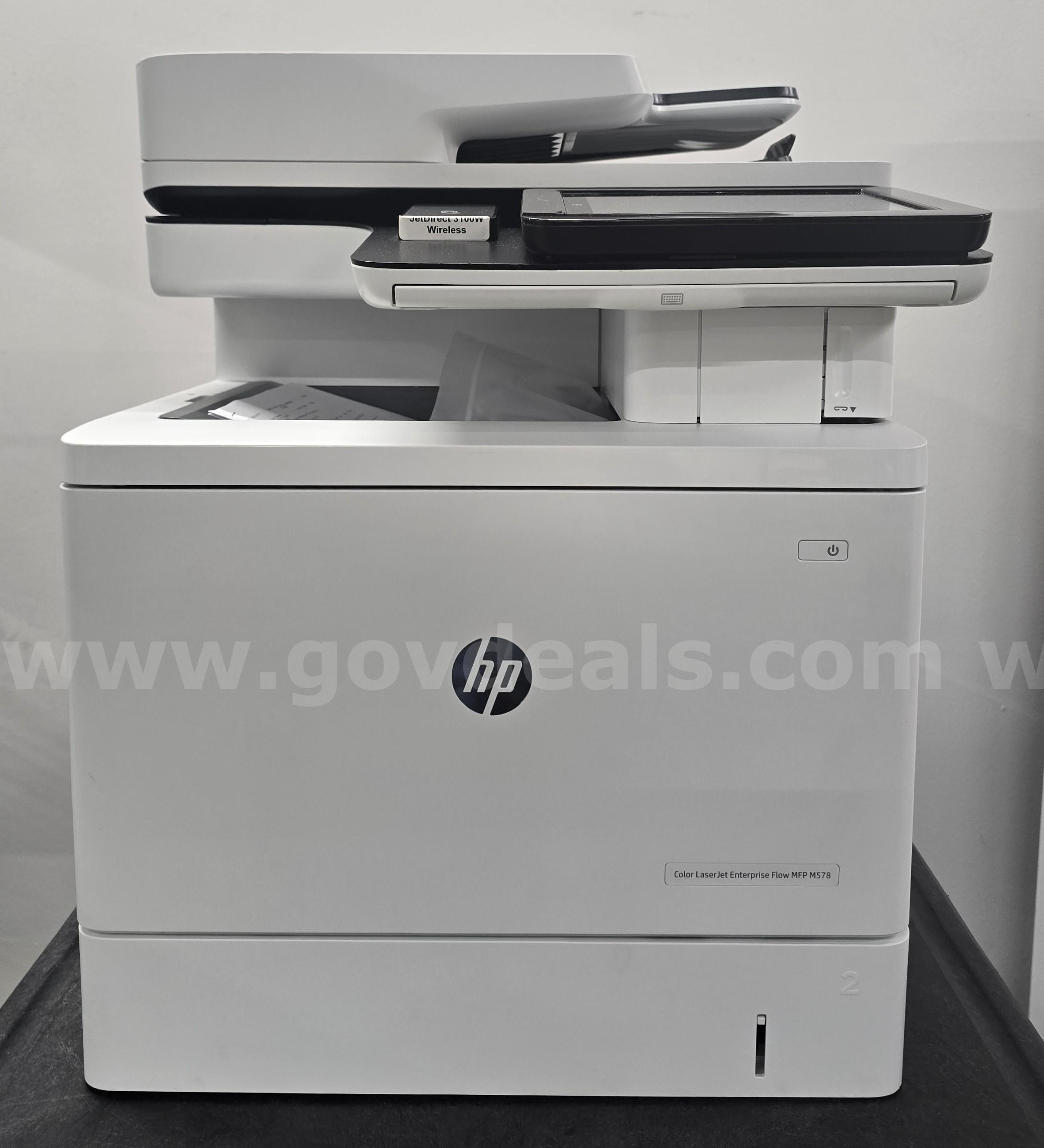 Lot of 2 HP Color LaserJet Enterprise Flow MFP M578c Color Printers – Tested Working