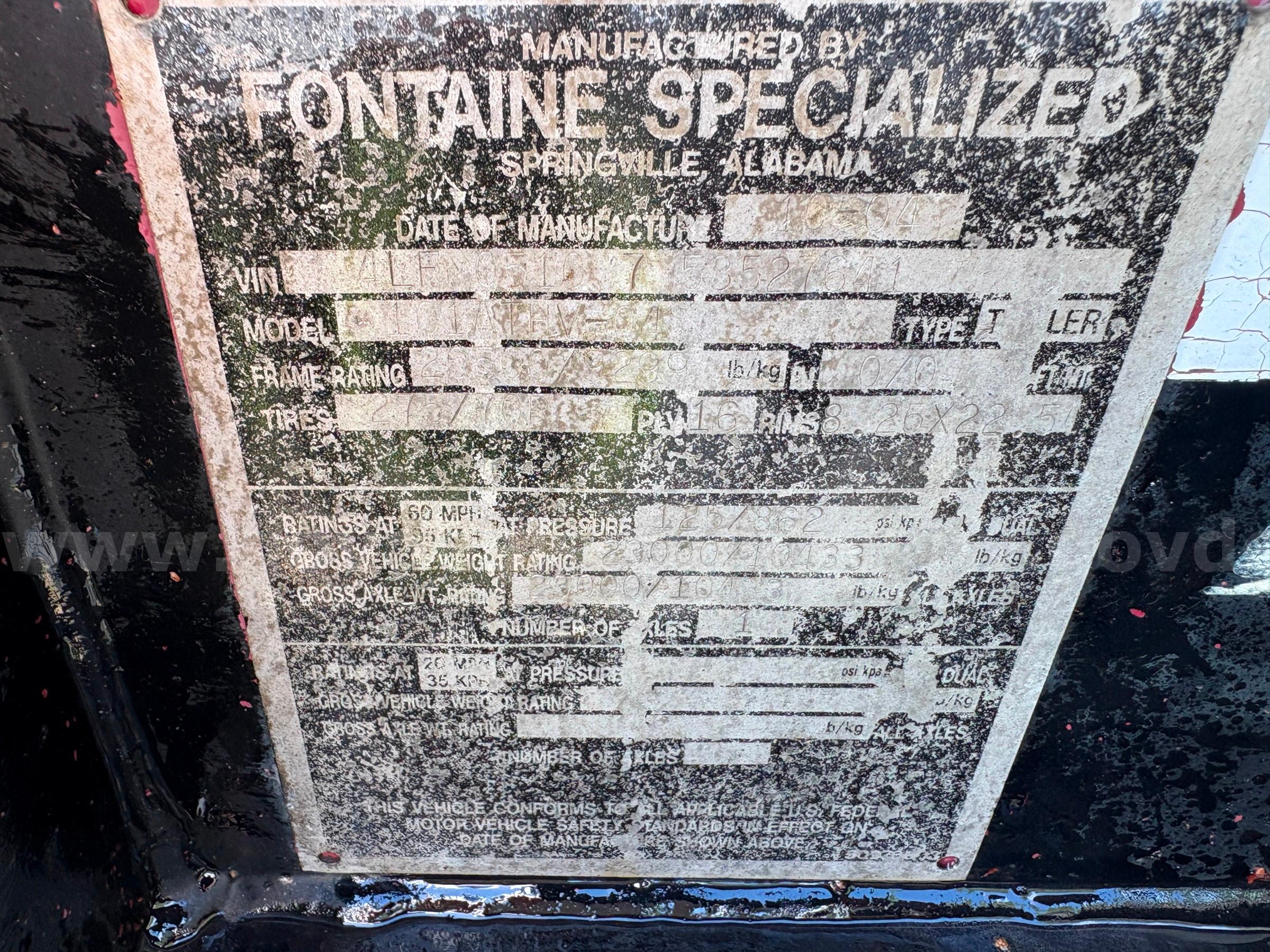 2004 Fontaine Magnitude MH55 55 Ton Hyd Detach Tri/A Lowboy w/ 2010 Fontaine S/A Stinger Fontaine Magnitude MH55-101ATHV-04 Government Surplus Auction - Photo #5