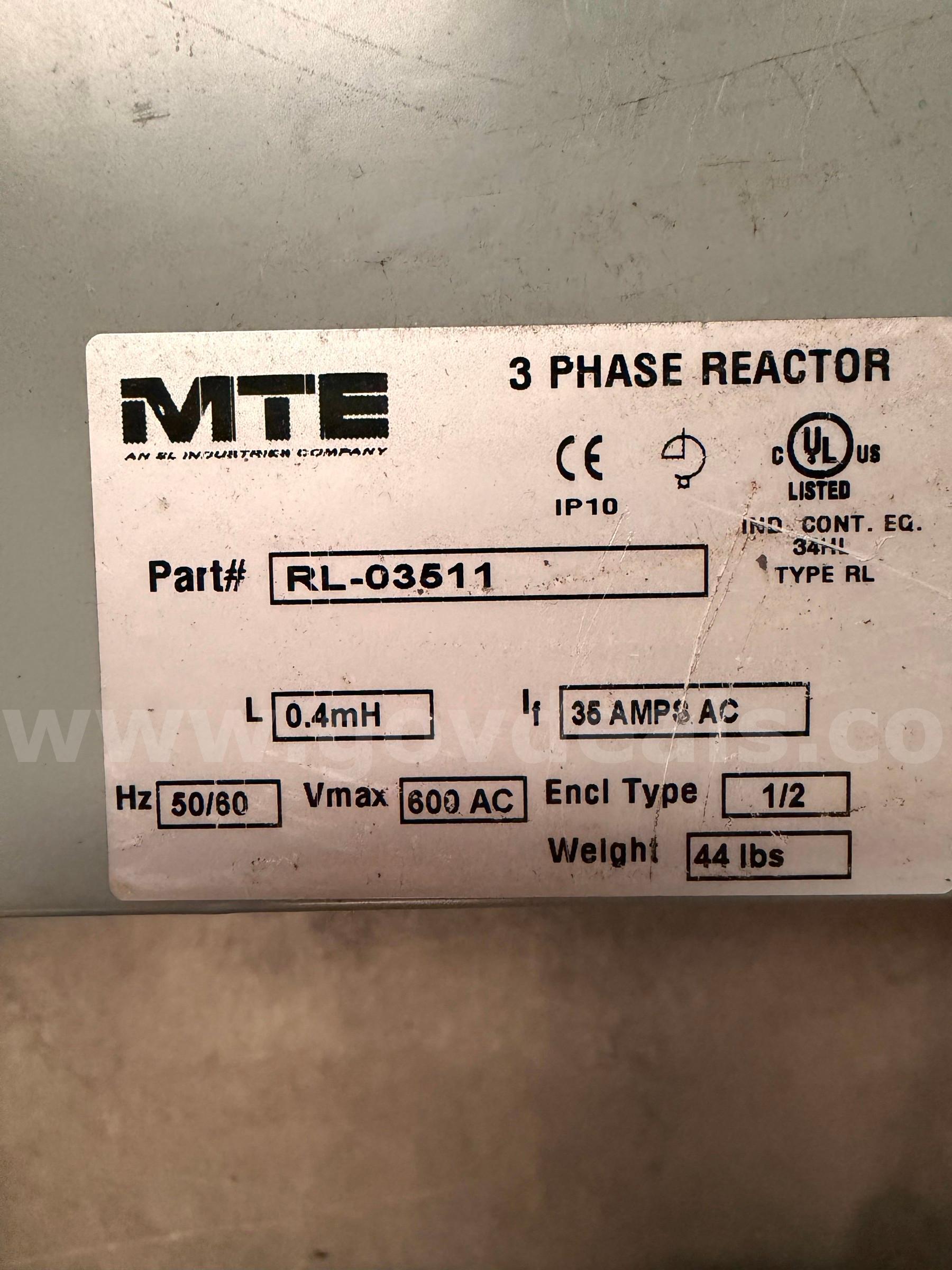 MTE RL-03511 3 Phase Reactor MTE RL-03511 Government Surplus Auction - Photo #2