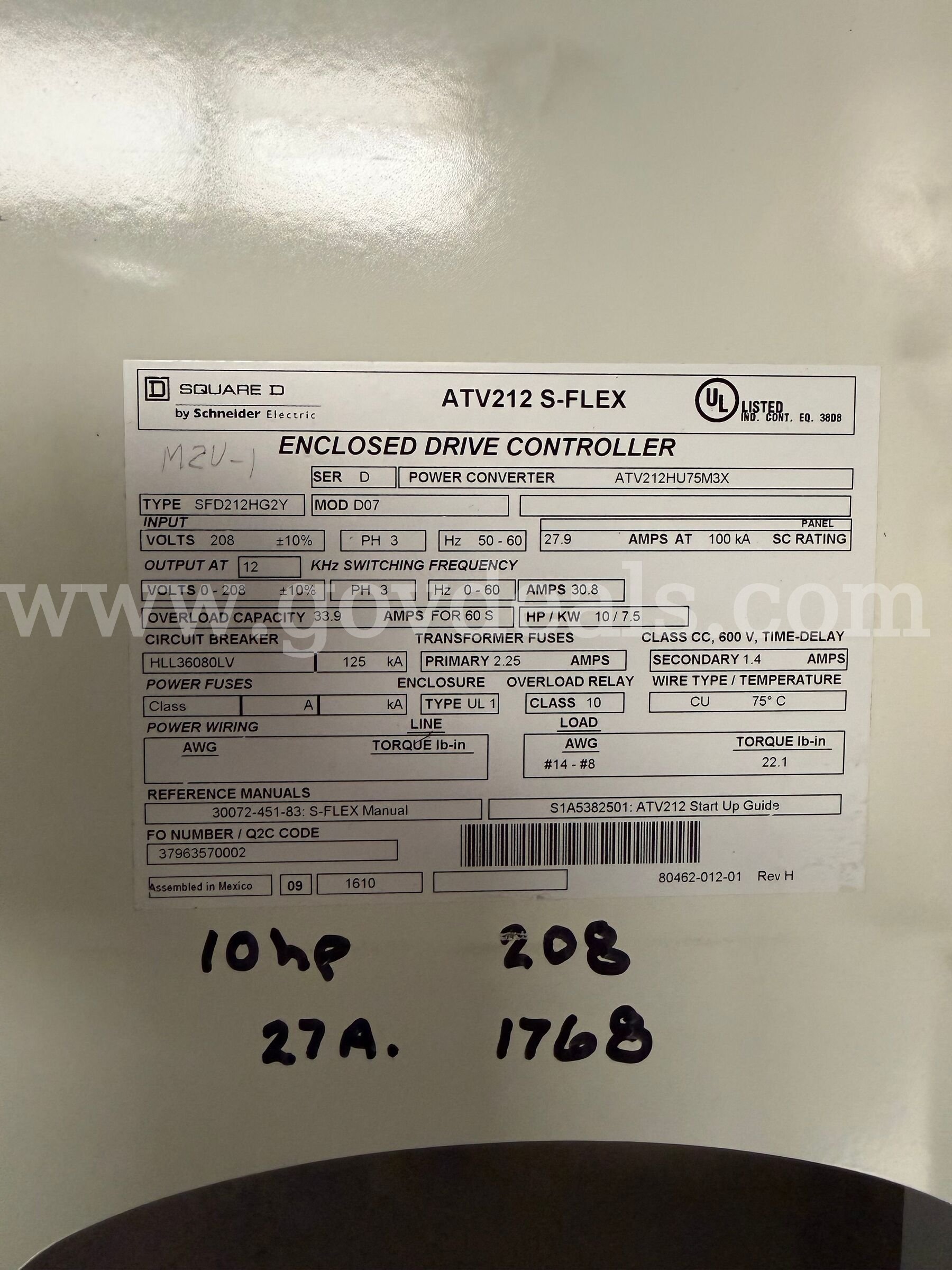 Square D S-Flex Fan & Pump drive 10hp Square D S-Flex Fan & Pump drive Government Surplus Auction - Photo #2