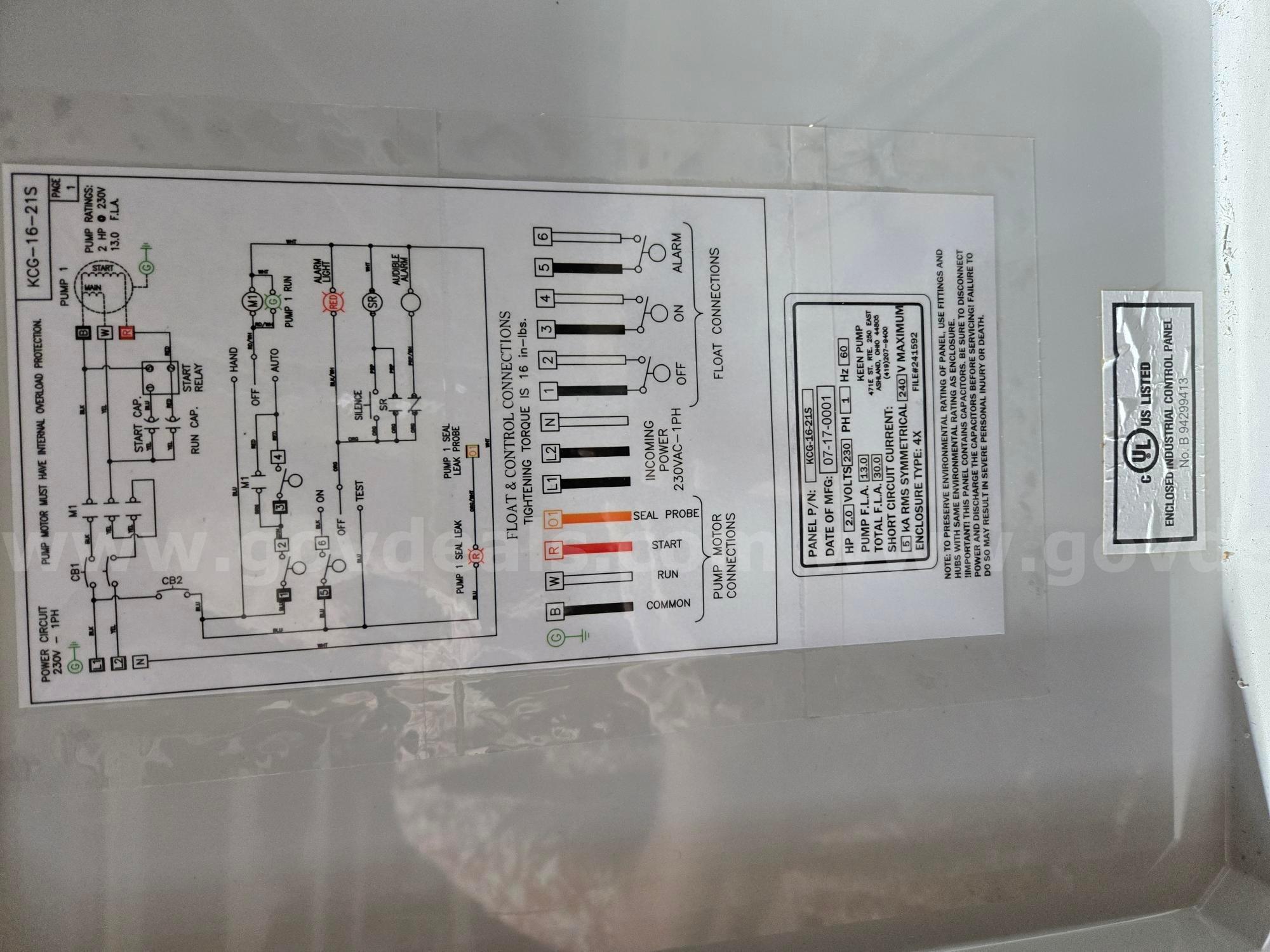 (2) Grinder Pumps & Control Panel Keen KG2 - 2301SL Government Surplus Auction - Photo #6
