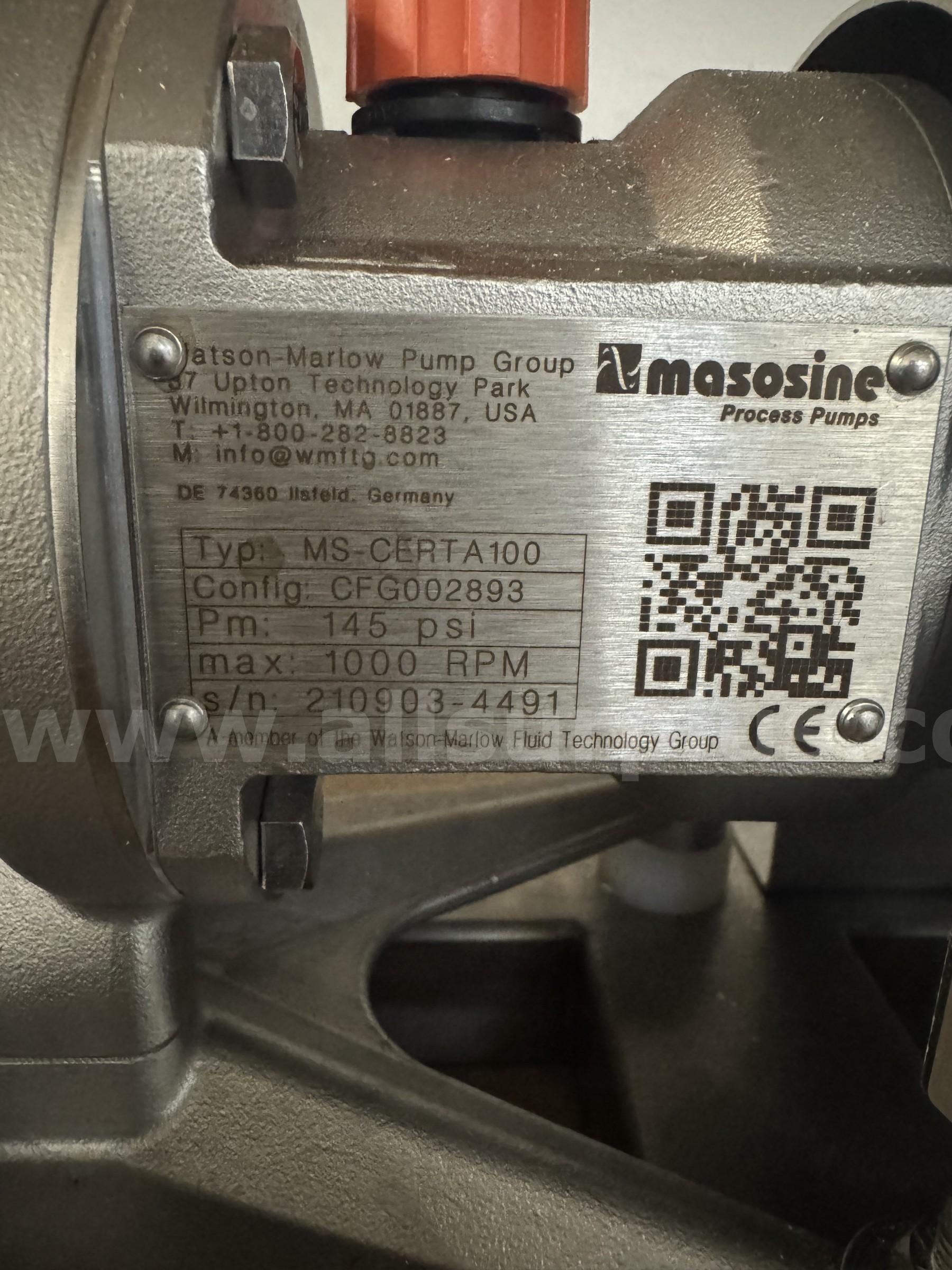 Watson-Marlow MasoSine Certa 100 Pump + Nord Gear Motor/Drive Assembly Watson-Marlow MasoSine / Nord Drivesystems 100 Government Surplus Auction - Photo #4