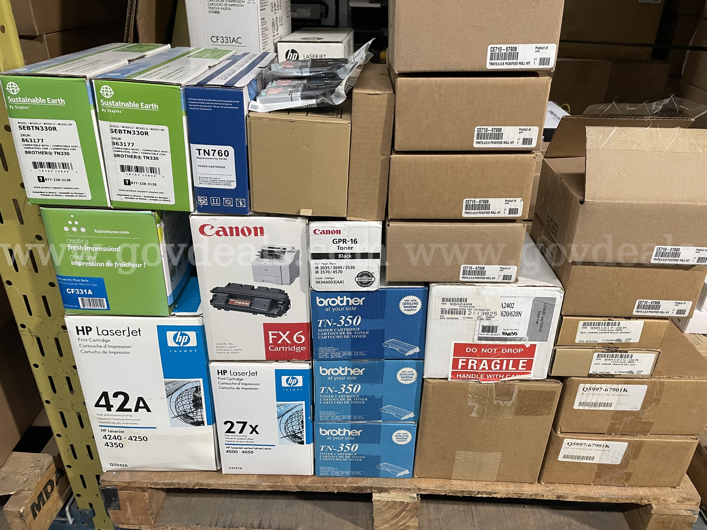 Mixed Lot of 63 HP, Canon, Brother, Xerox & Lexmark Toner, Ink, Fusers, Drums & Printer Maintenance Parts Dodge Charger Government Surplus Auction - Photo #2