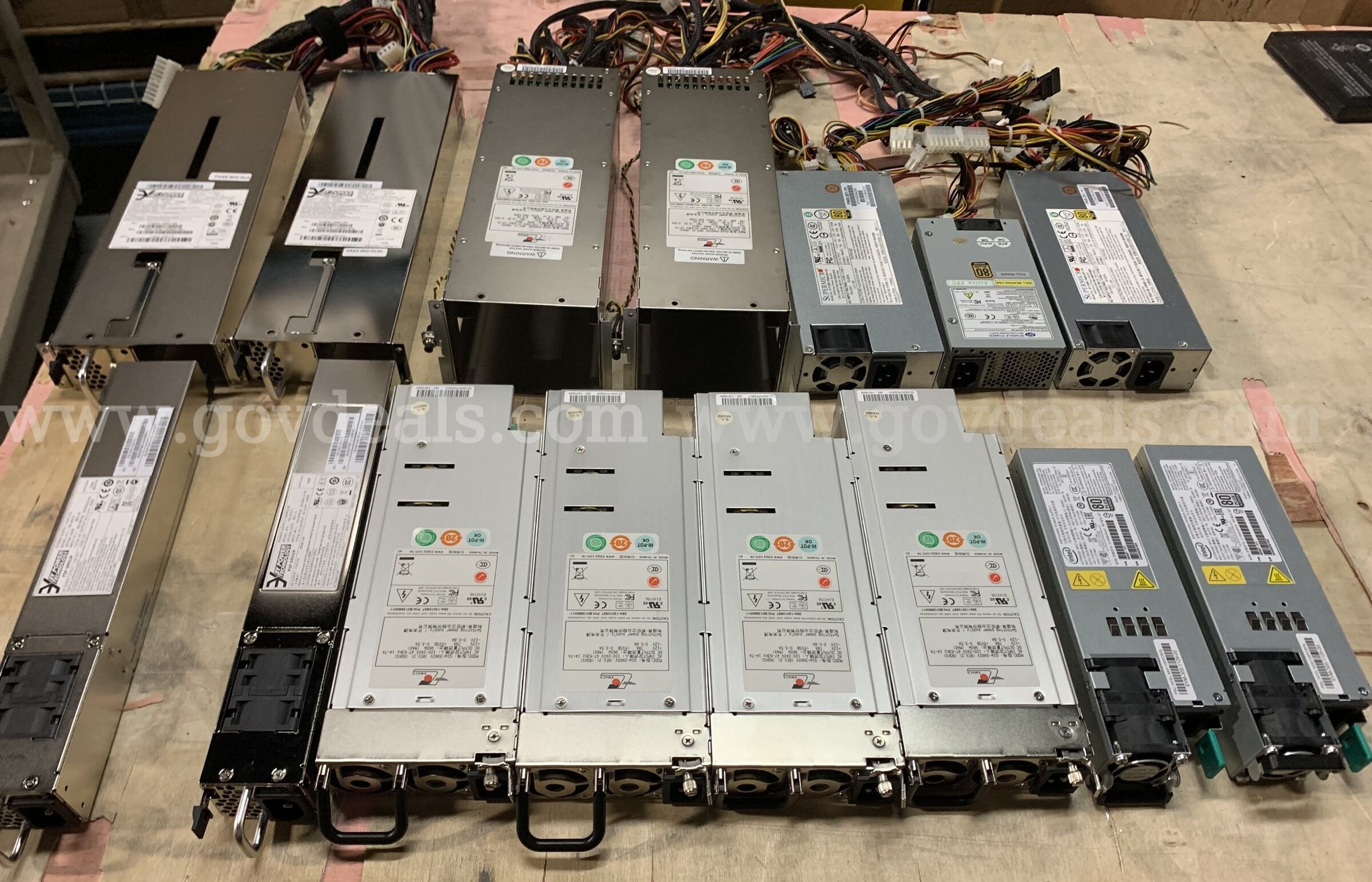 Lot of 15 Server Power Supplies & Power Modules – Supermicro, Intel, EMACS, Sparkle, 3Y Power   Government Surplus Auction - Primary Photo