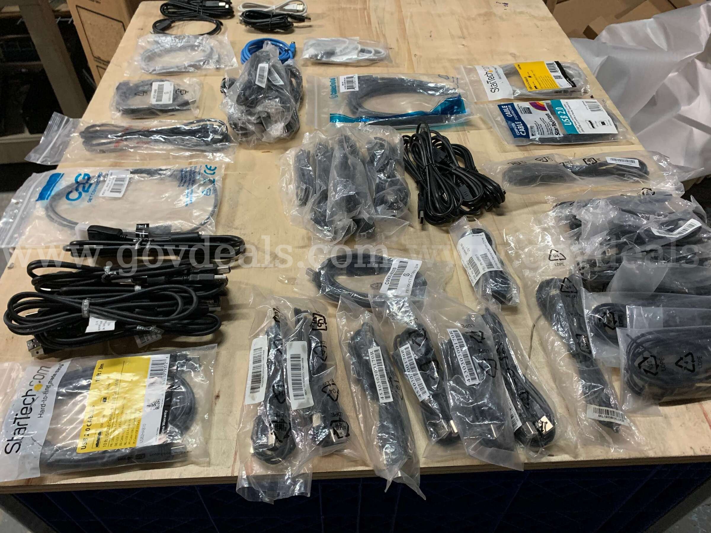 Lot of 59 NEW USB 2.0 Cables – Mixed OEM & Unbranded – Bulk Lot   Government Surplus Auction - Primary Photo