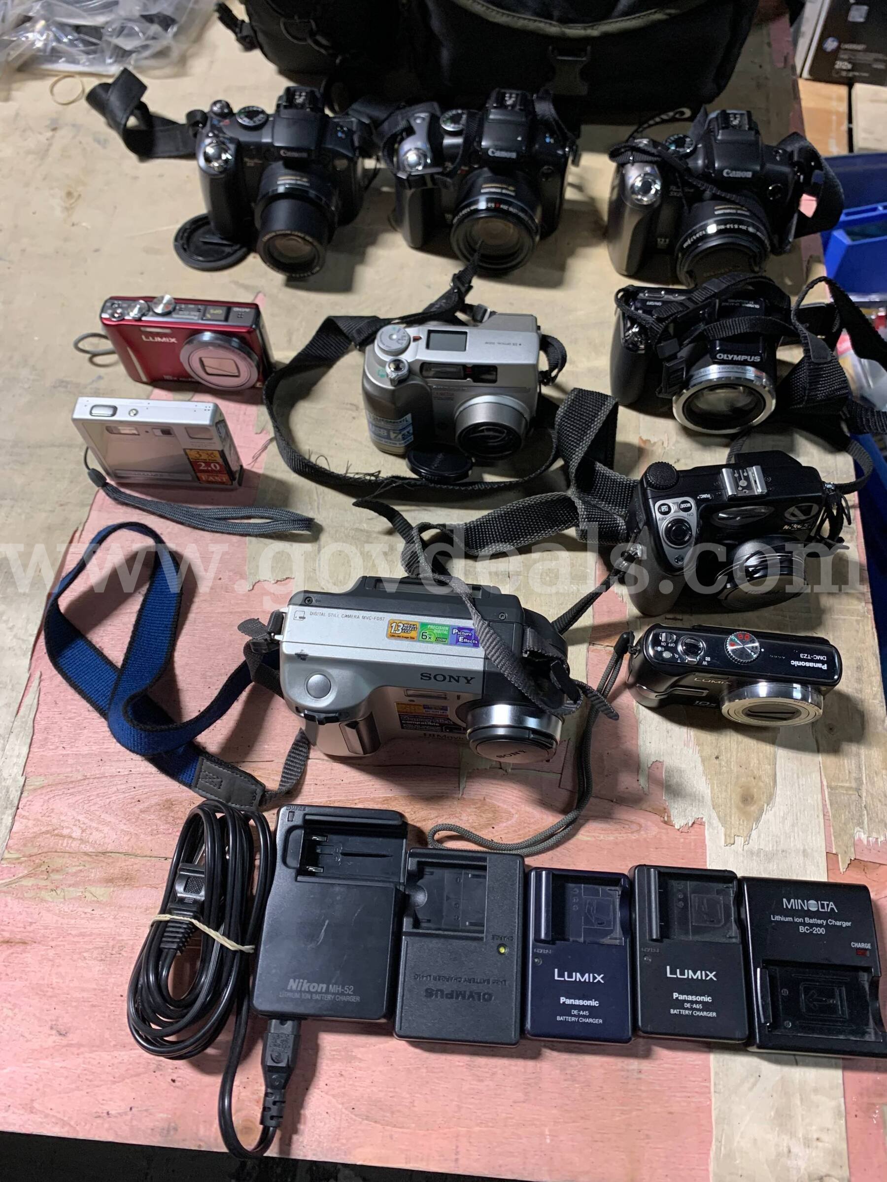 Lot of 15 Digital Cameras & Camera Battery Chargers – Canon, Panasonic, Sony, Nikon Panasonic  Government Surplus Auction - Photo #2