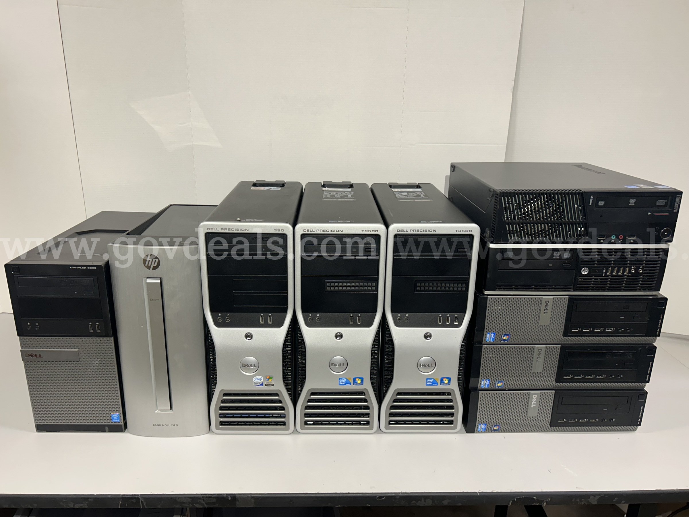 Lot of 10. Dell Workstations w/ Xeon processor and NVIDIA GPU, HP and Lenovo Desktop Computers, Tested, Boots to BIOS