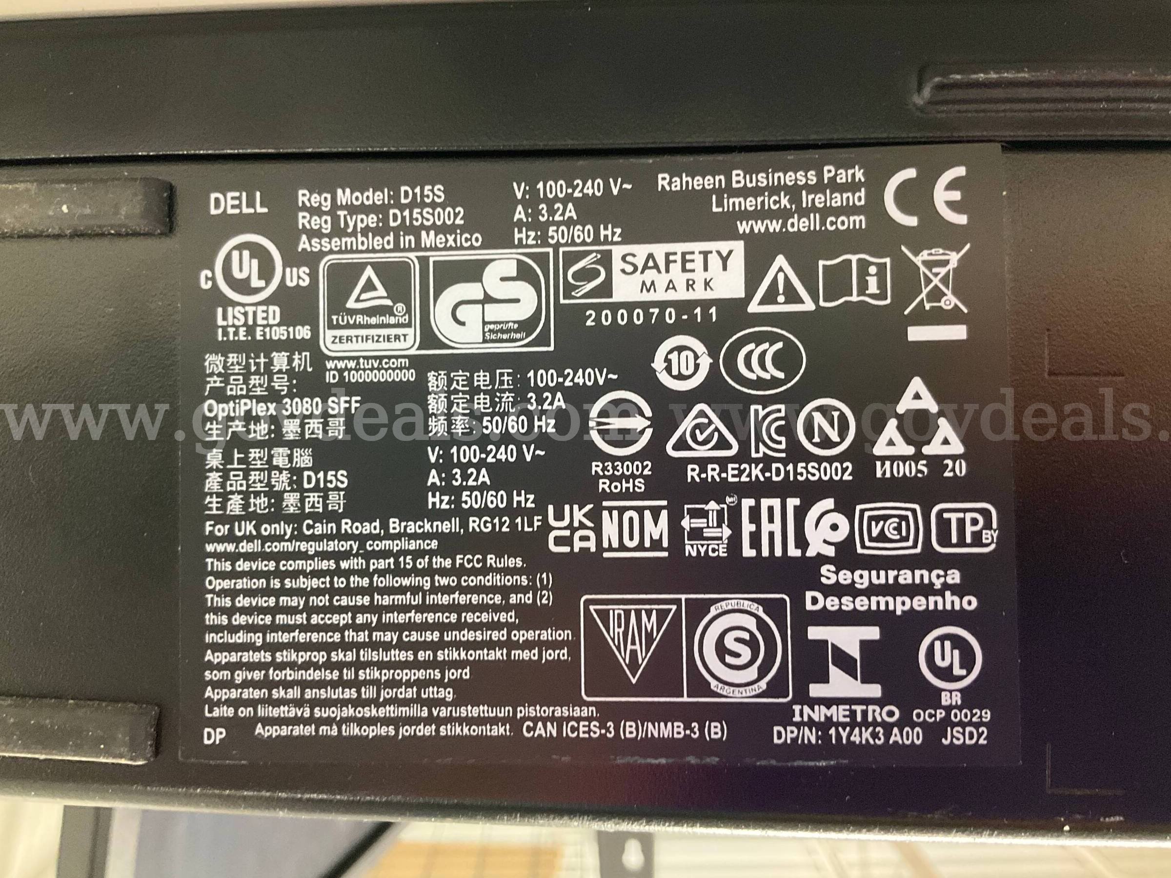 Dell OptiPlex 3080 SFF PC - Intel Core i5 10th Gen | 16GB RAM | 256GB SSD DESKTOP ONLY  NO OS Ram OptiPlex 3080 Government Surplus Auction - Photo #4
