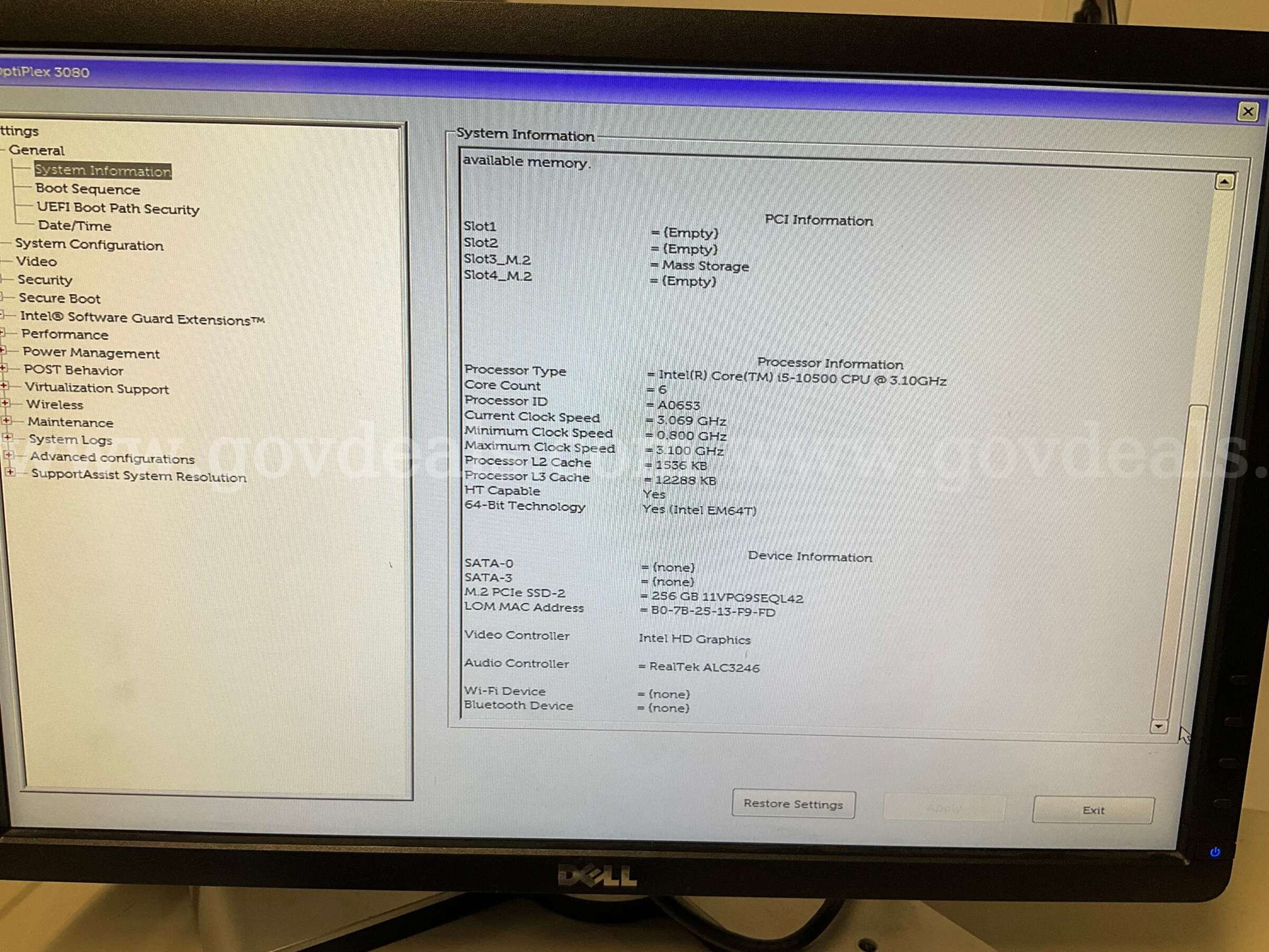 Dell OptiPlex 3080 SFF PC - Intel Core i5 10th Gen | 16GB RAM | 256GB SSD DESKTOP ONLY  NO OS Ram OptiPlex 3080 Government Surplus Auction - Photo #6