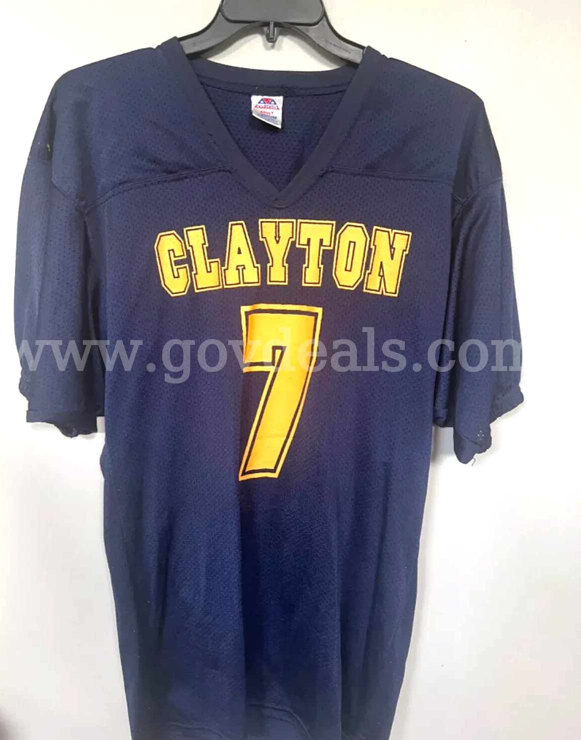 Vintage All Sports America Football Jersey #7 CLAYTON Men Size Medium Color Blue   Government Surplus Auction - Photo #5