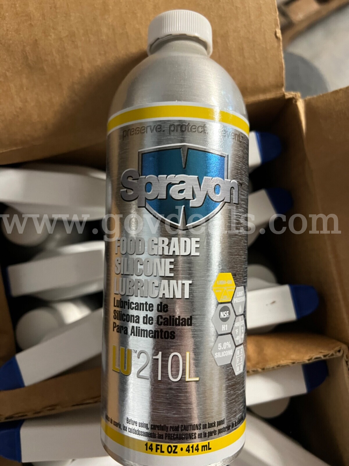 CASE OF 12 BOTTLES Sprayon LU210L FOOD GRADE SILICONE Lubricant 14 FL.oz/414 mL / FACTORY SEALED *CAN SHIP* Case LU210L Government Surplus Auction - Photo #4