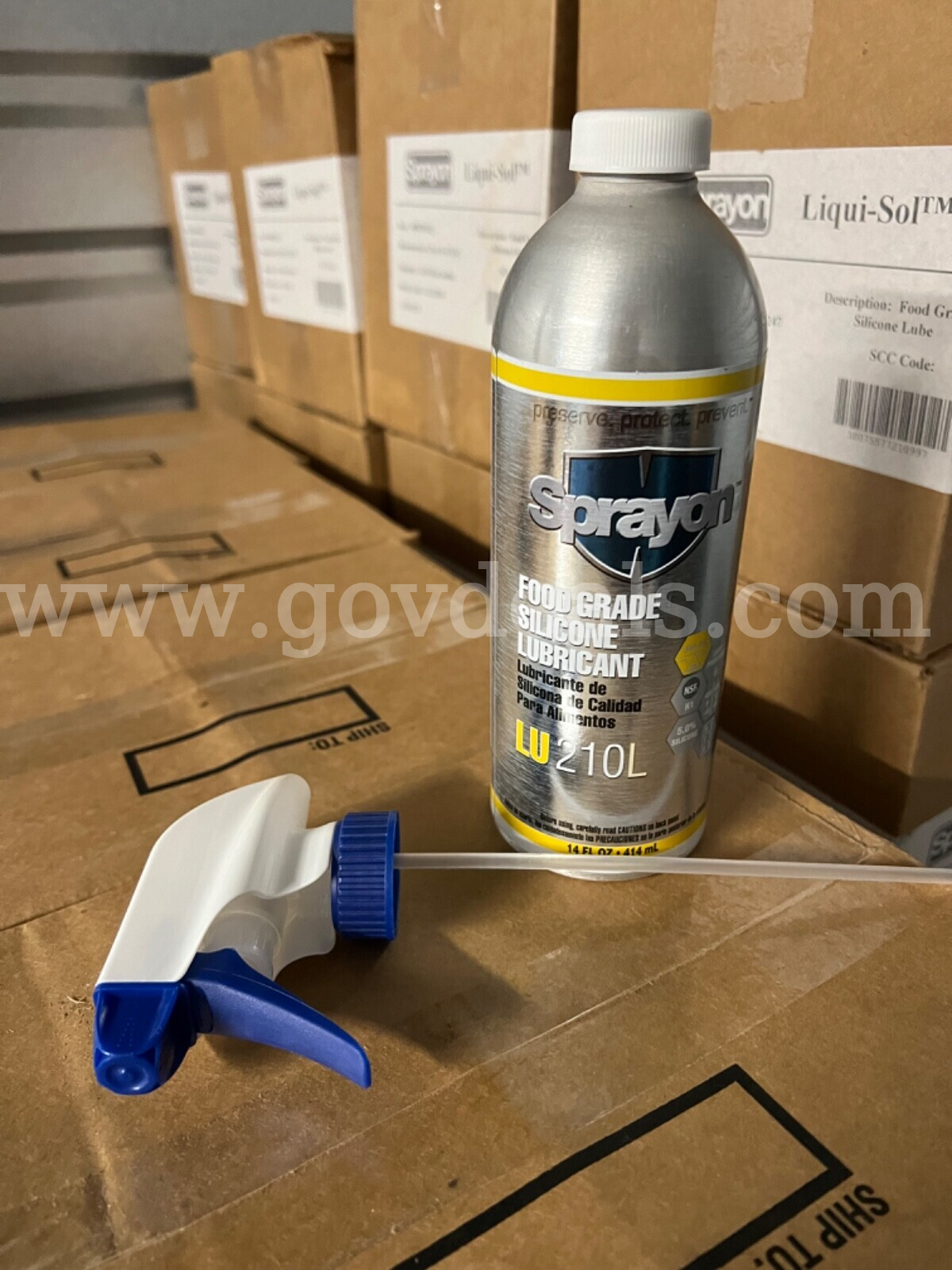 CASE OF 12 BOTTLES Sprayon LU210L FOOD GRADE SILICONE Lubricant 14 FL.oz/414 mL / FACTORY SEALED *CAN SHIP* Case LU210L Government Surplus Auction - Photo #2