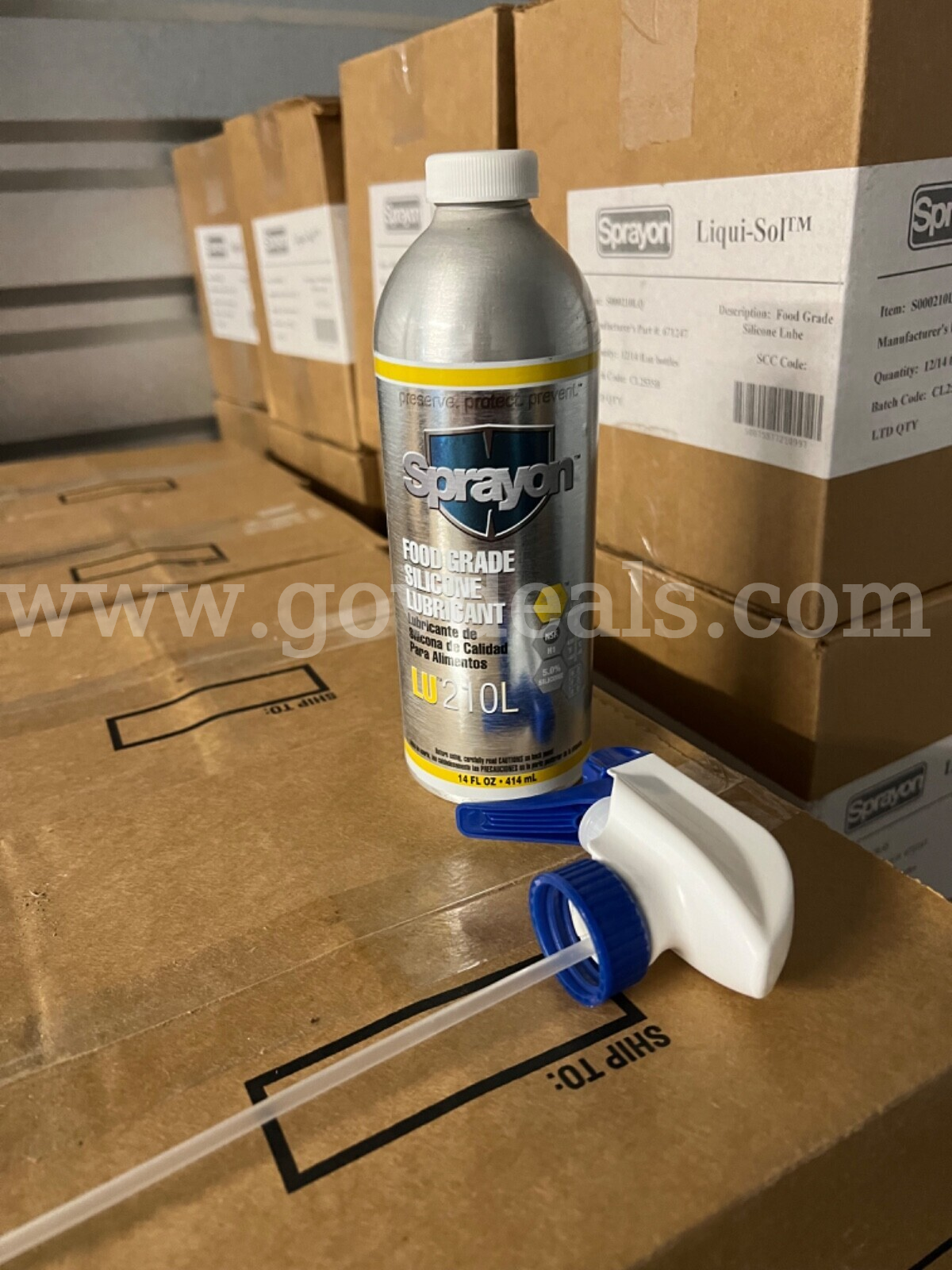 CASE OF 12 BOTTLES Sprayon LU210L FOOD GRADE SILICONE Lubricant 14 FL.oz/414 mL / FACTORY SEALED *CAN SHIP* Case LU210L Government Surplus Auction - Photo #2