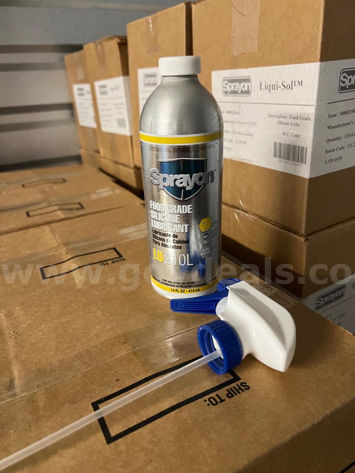 CASE OF 12 BOTTLES Sprayon LU210L FOOD GRADE SILICONE Lubricant 14 FL.oz/414 mL / FACTORY SEALED *CAN SHIP* Case LU210L Government Surplus Auction - Photo #6