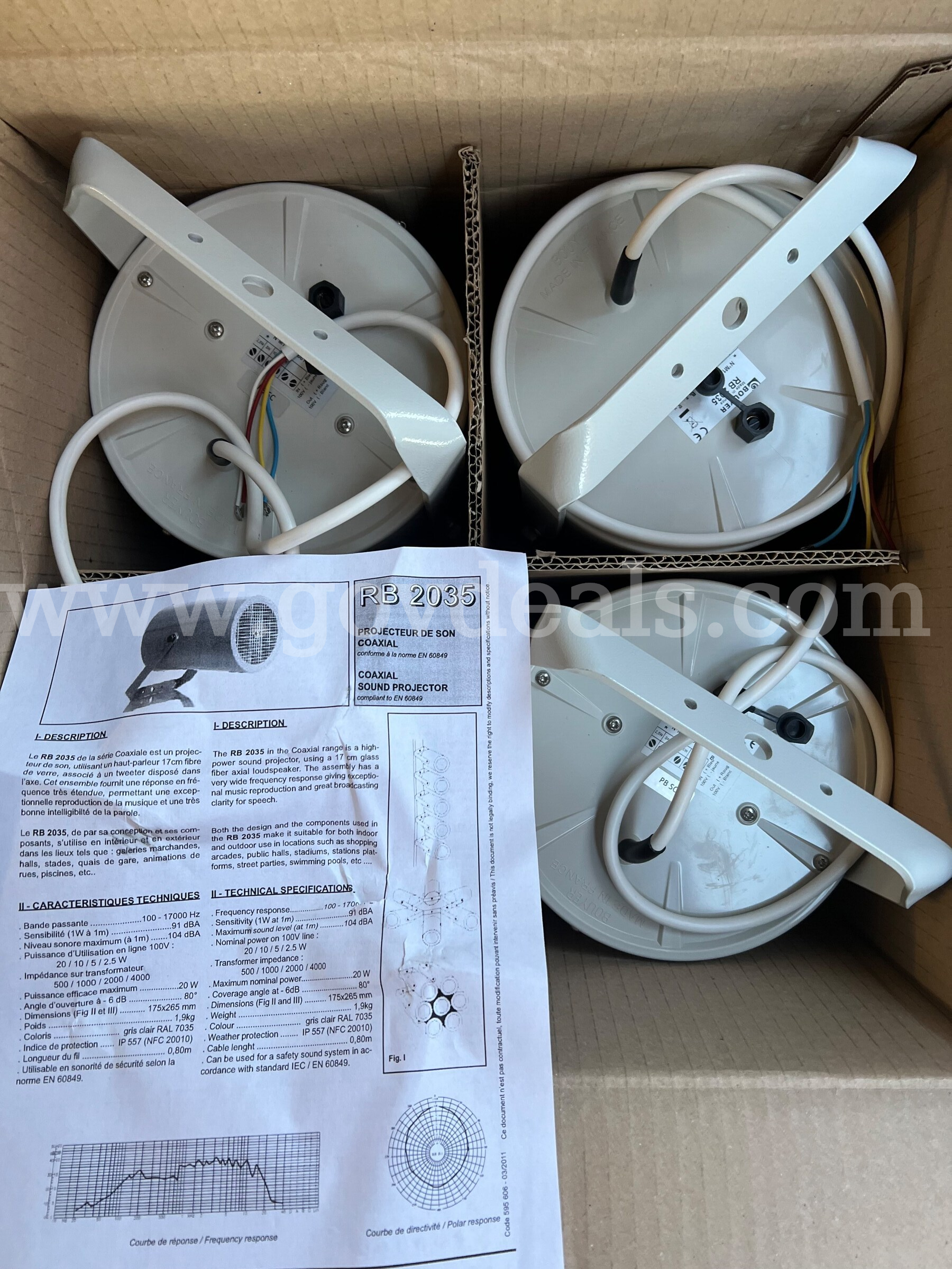 LOT OF 4 Bouyer Design COAXIAL SOUND PROJECTOR RB 2035 MADE IN FRANCE *CAN SHIP*  2035 Government Surplus Auction - Primary Photo