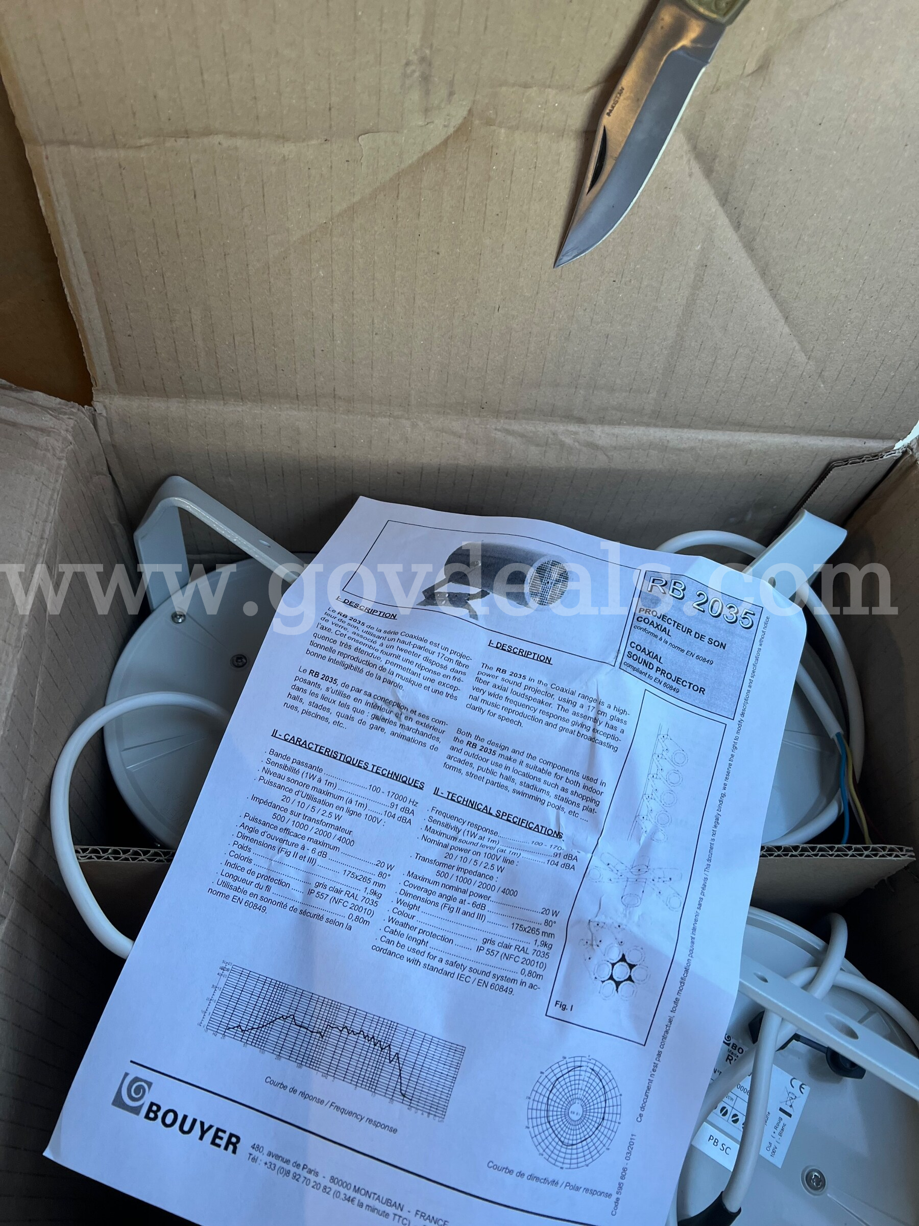 LOT OF 4 Bouyer Design COAXIAL SOUND PROJECTOR RB 2035 MADE IN FRANCE *CAN SHIP*  2035 Government Surplus Auction - Photo #3
