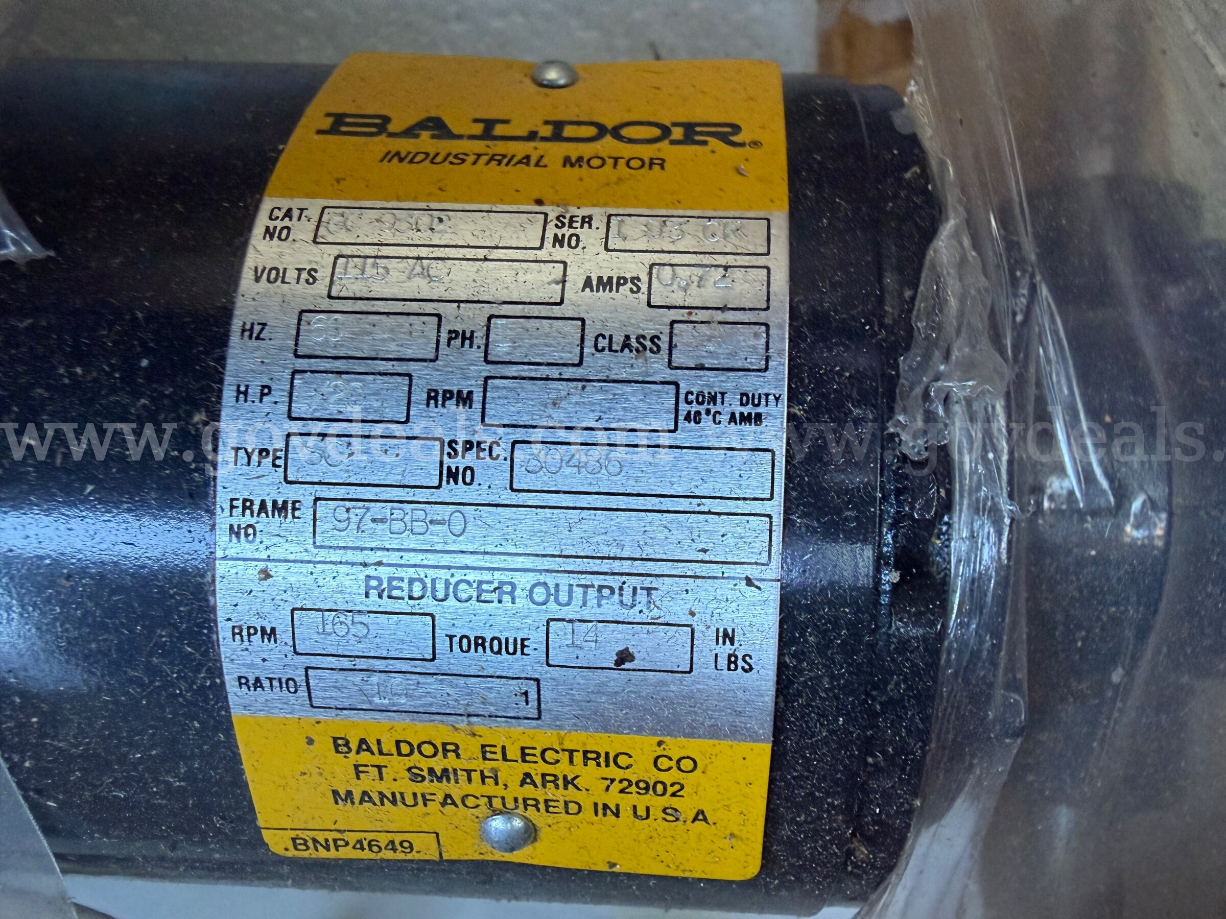 BALDOR 115 AC Motor MODEL GC9302 NEW IN BOX,MADE IN USA  115 Government Surplus Auction - Photo #3