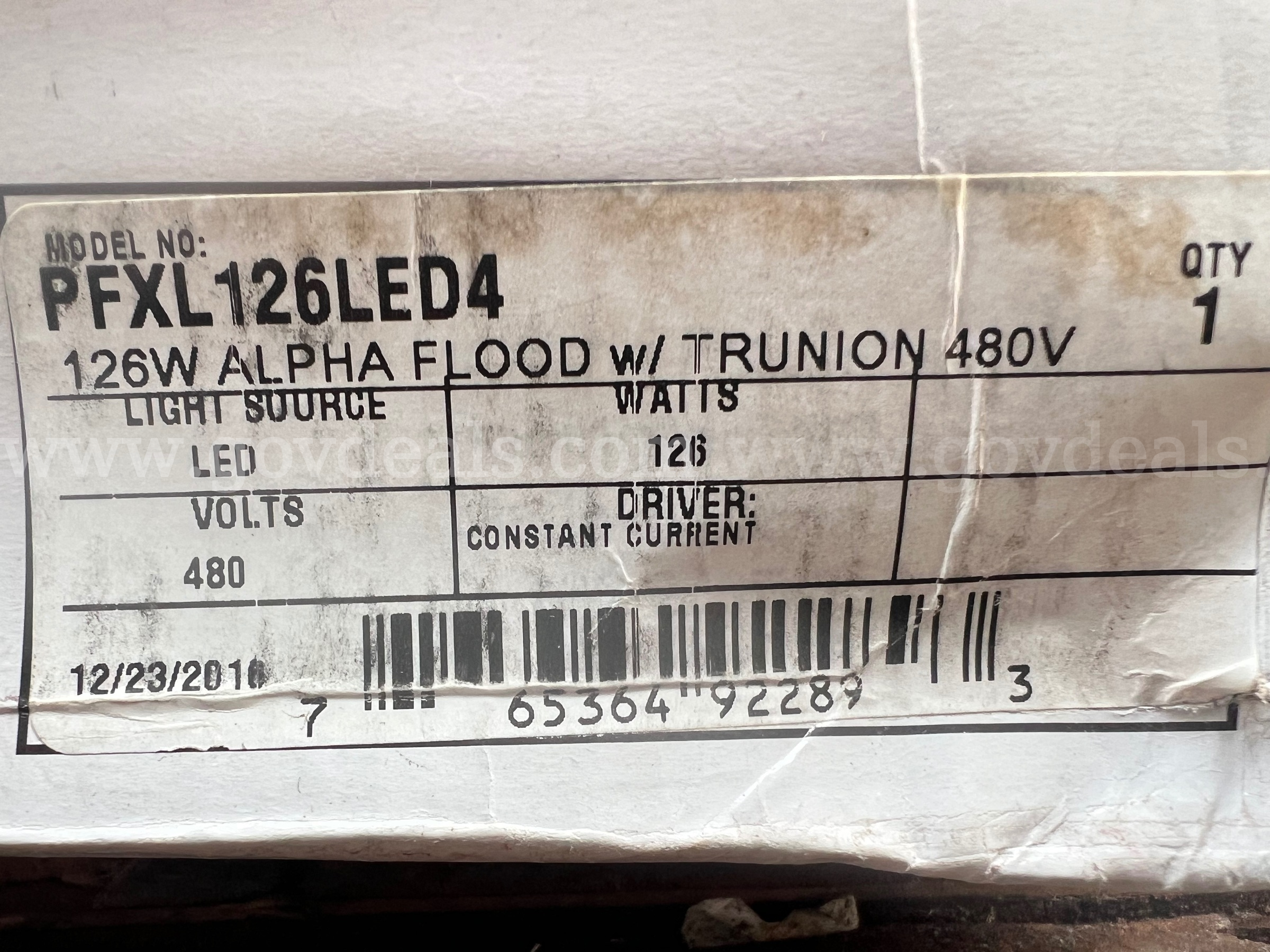 Atlas led light 480 v Model PFXL126LED4 126 W Alpha flood w/trunion 480 V *WILL SHIP*  480 Government Surplus Auction - Photo #6