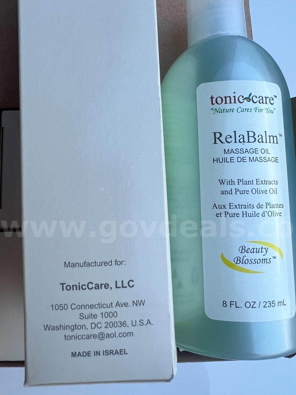 LOT OF 2 BOXES BY 6 OF Tonic Care Relabalm Massage Oil 8 oz /235 ml All Natural Ingredients *WILL SHIP*  235 Government Surplus Auction - Photo #4