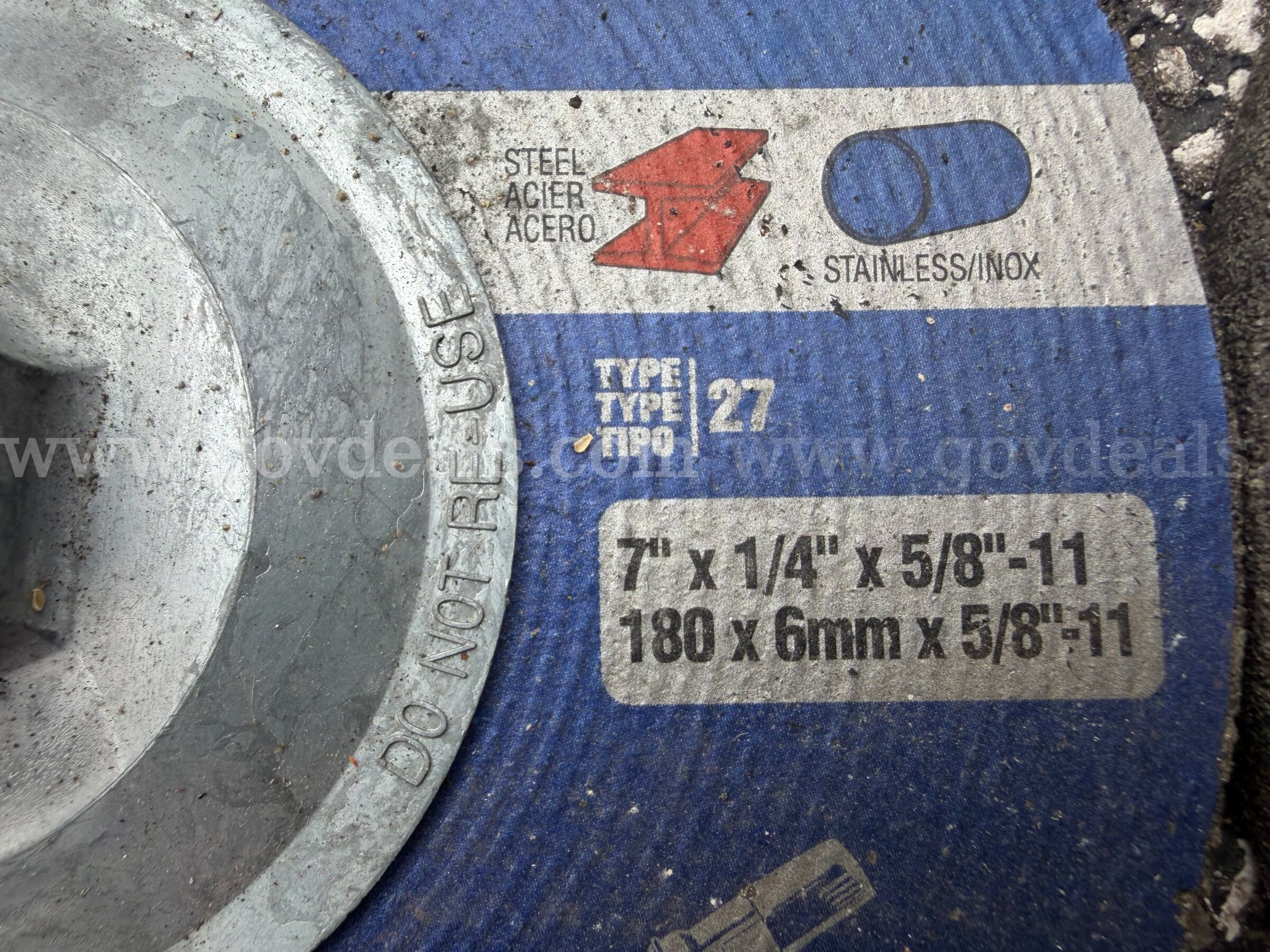 LOT OF 4 NORTON GEMINI Grinding Wheel 7"x1/4"x5/8"-11 TYPE 27 NEWER USED *WILL SHIP*   Government Surplus Auction - Photo #6